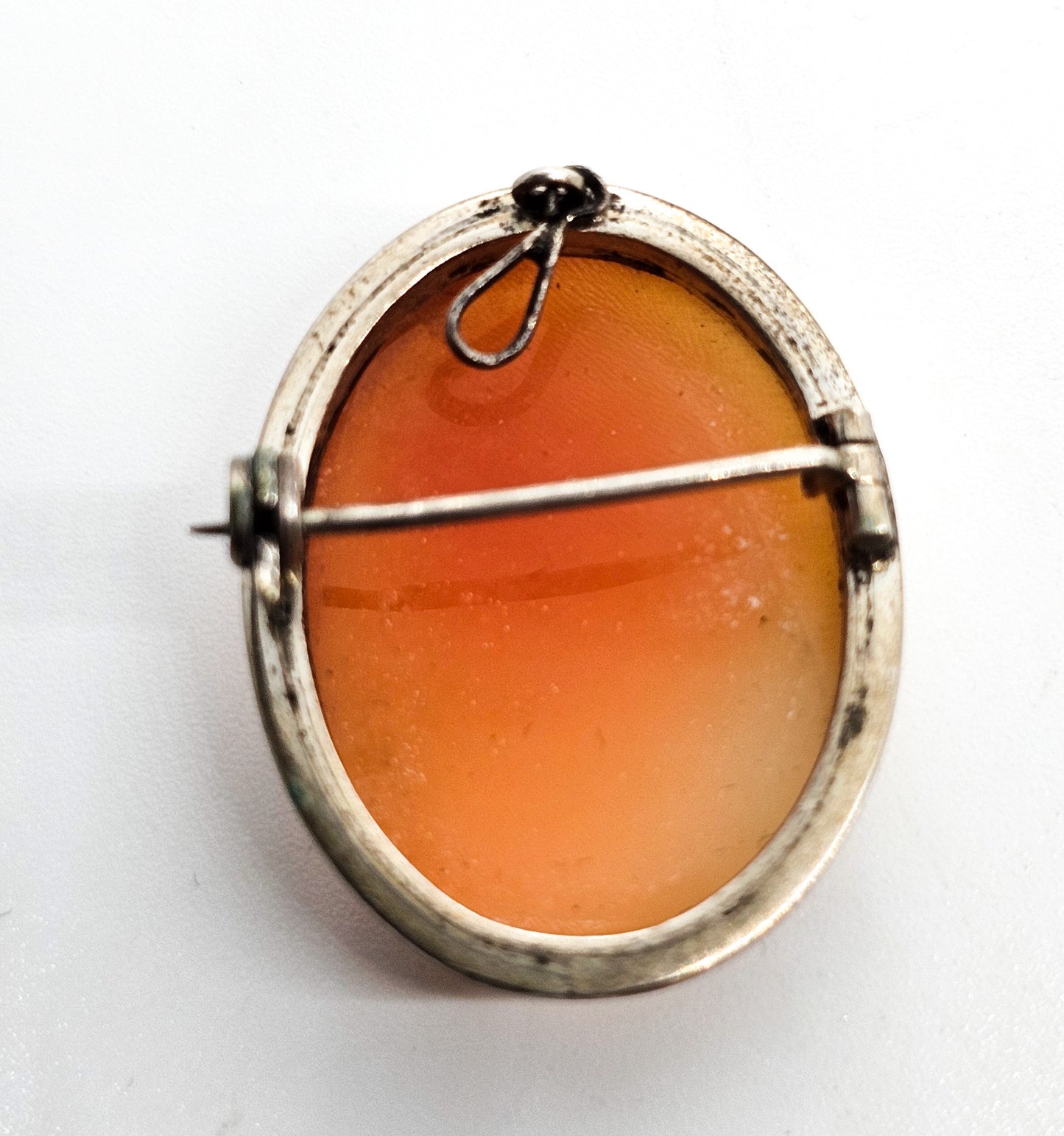 Camexco & C Carved Shell Cameo sterling silver vintage convertible pendant brooch