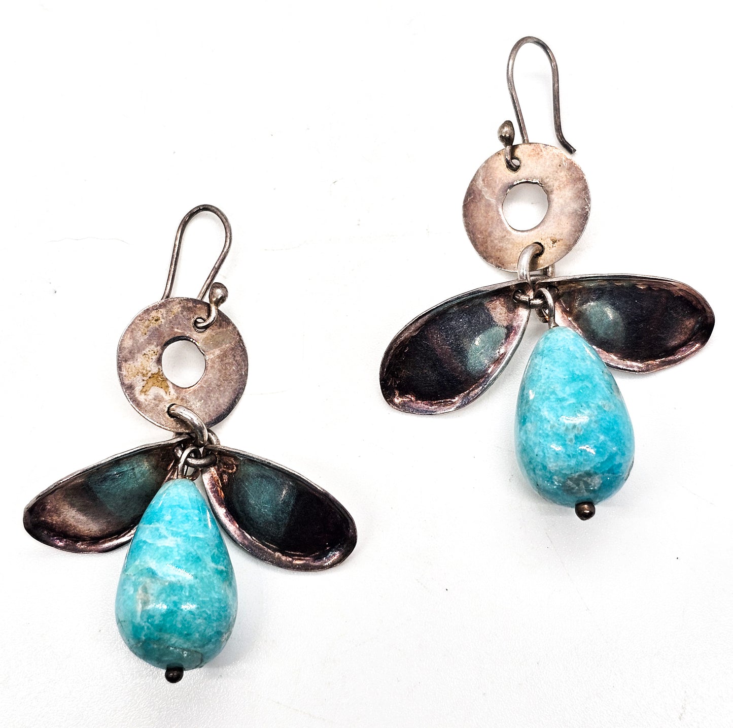 Peruvian amazonite sterling silver figural whimsical person handcrafted earrings