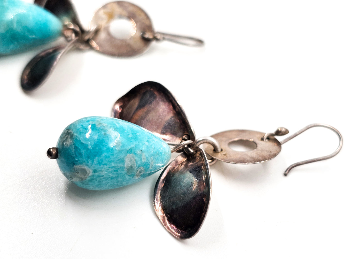 Peruvian amazonite sterling silver figural whimsical person handcrafted earrings
