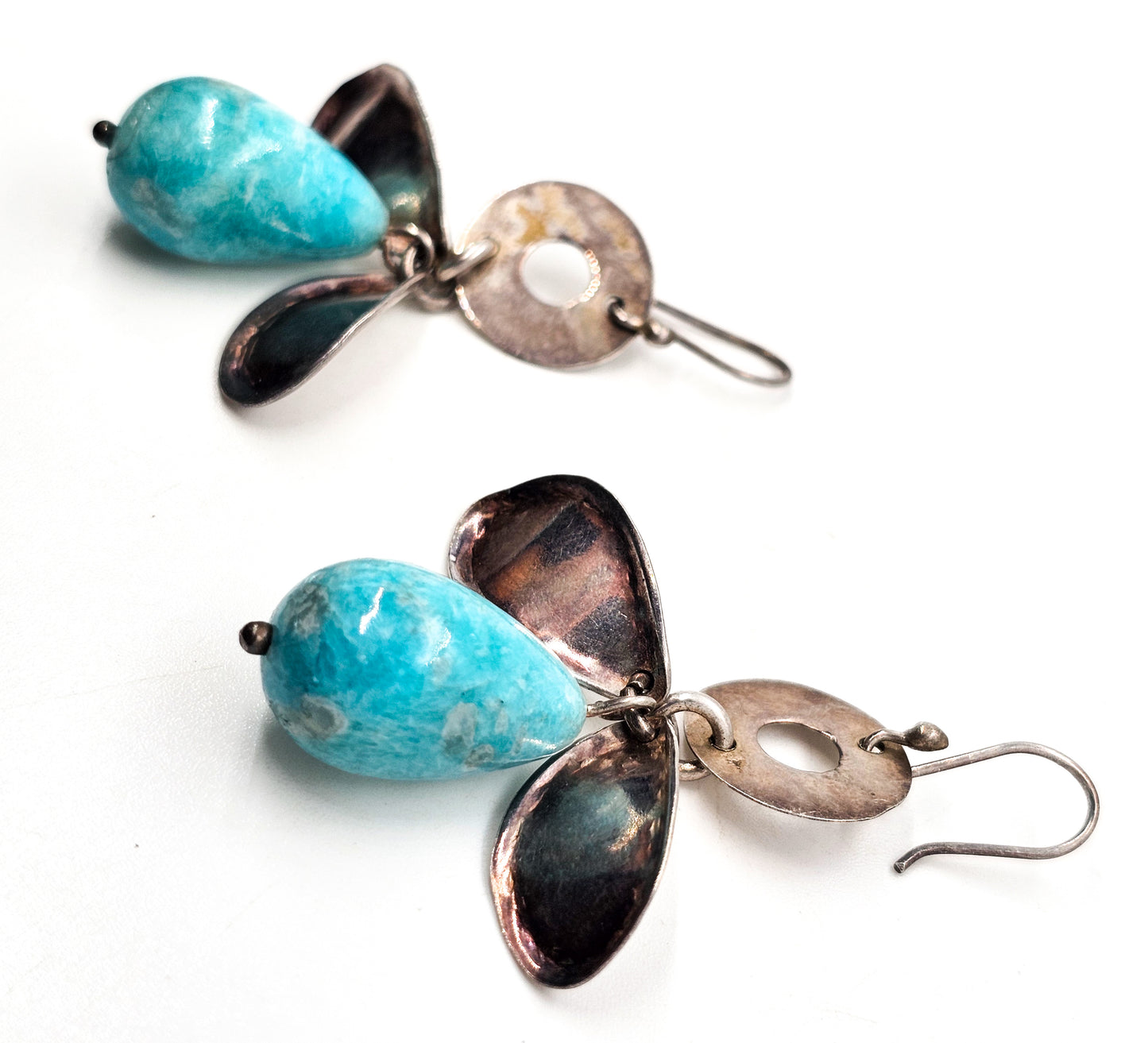 Peruvian amazonite sterling silver figural whimsical person handcrafted earrings
