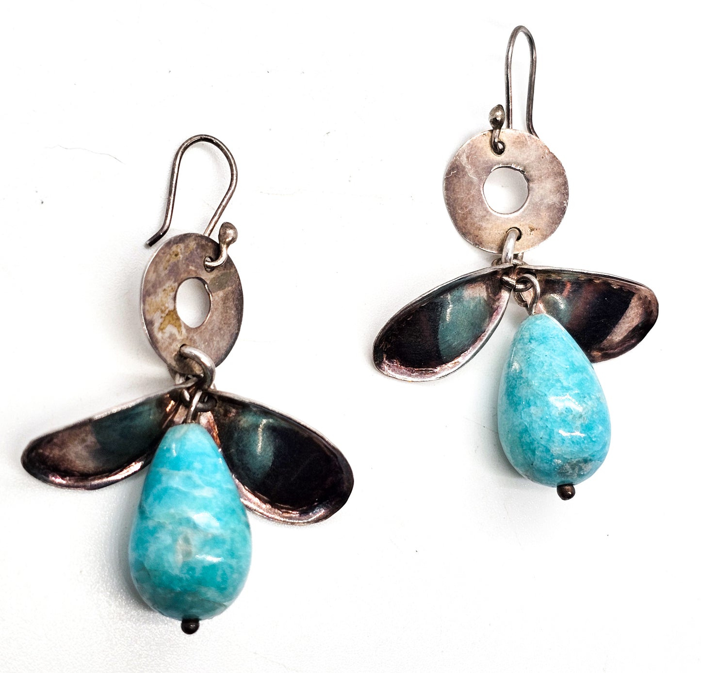 Peruvian amazonite sterling silver figural whimsical person handcrafted earrings