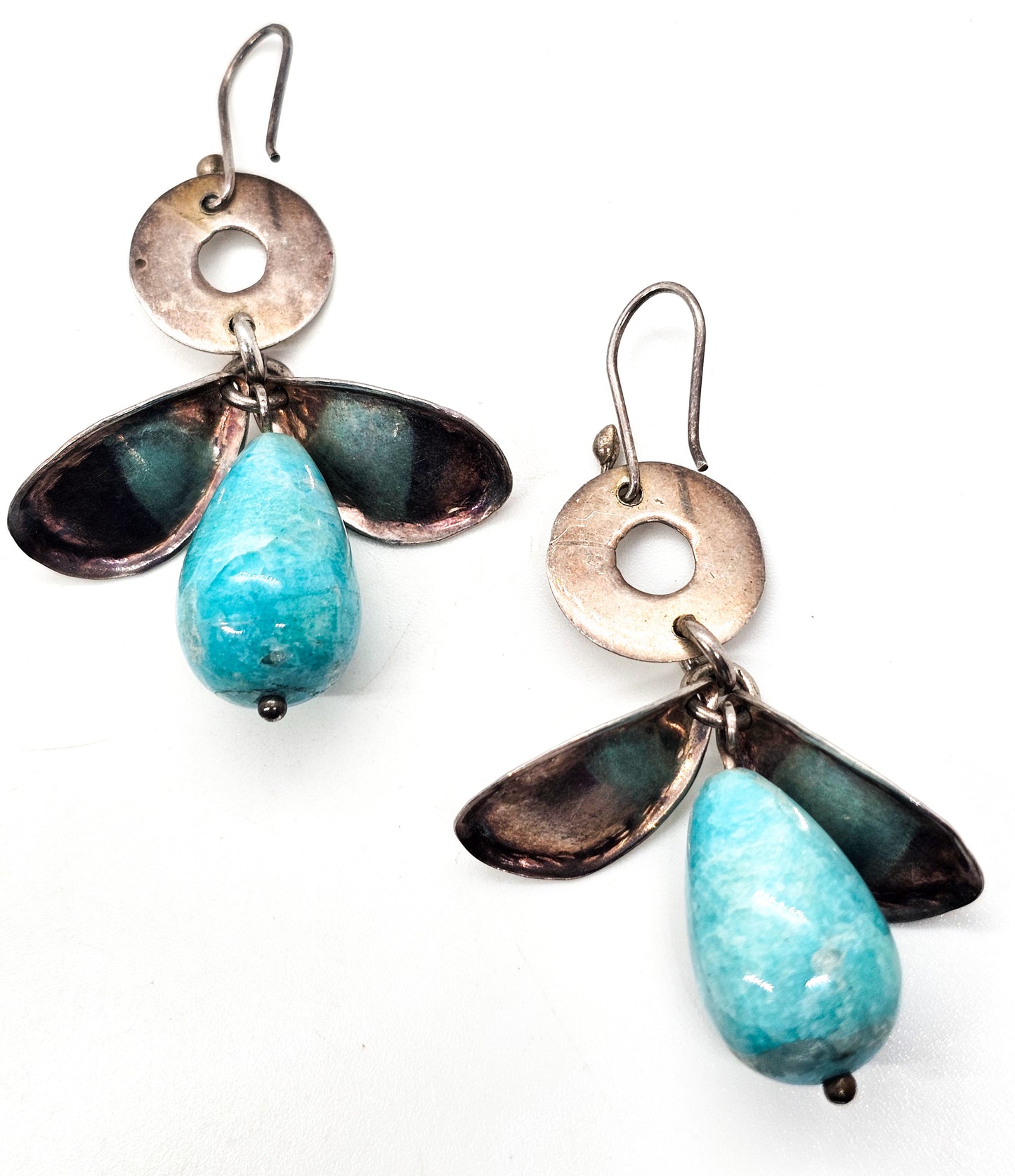 Peruvian amazonite sterling silver figural whimsical person handcrafted earrings