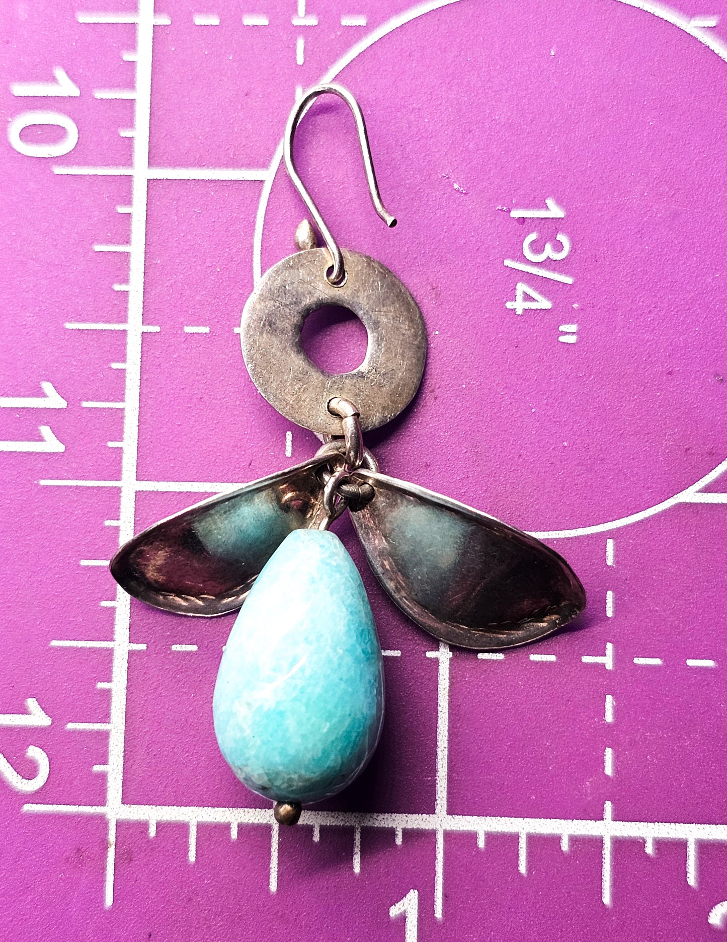 Peruvian amazonite sterling silver figural whimsical person handcrafted earrings