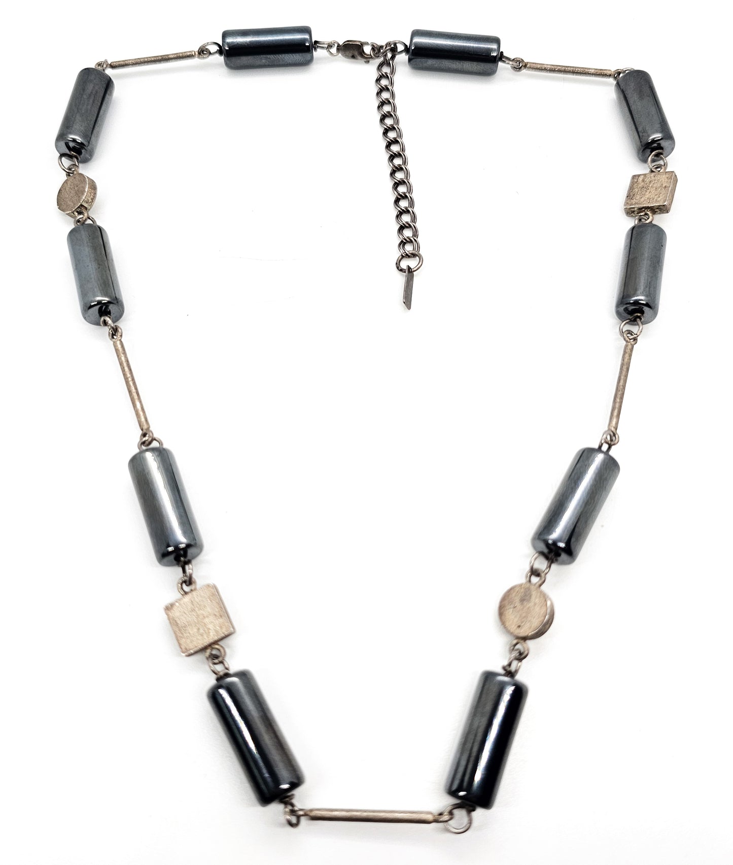 Suijin Li hematite brushed sterling silver abstract modernist necklace