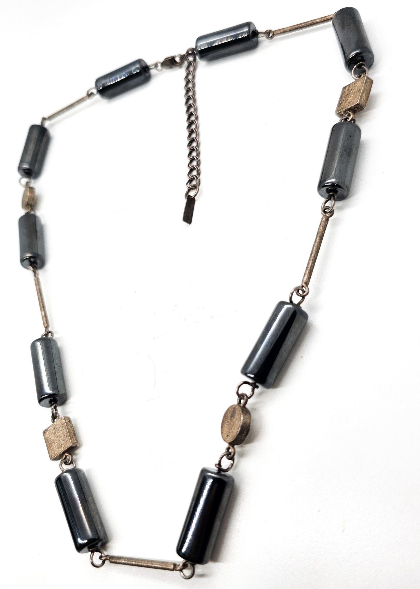 Suijin Li hematite brushed sterling silver abstract modernist necklace