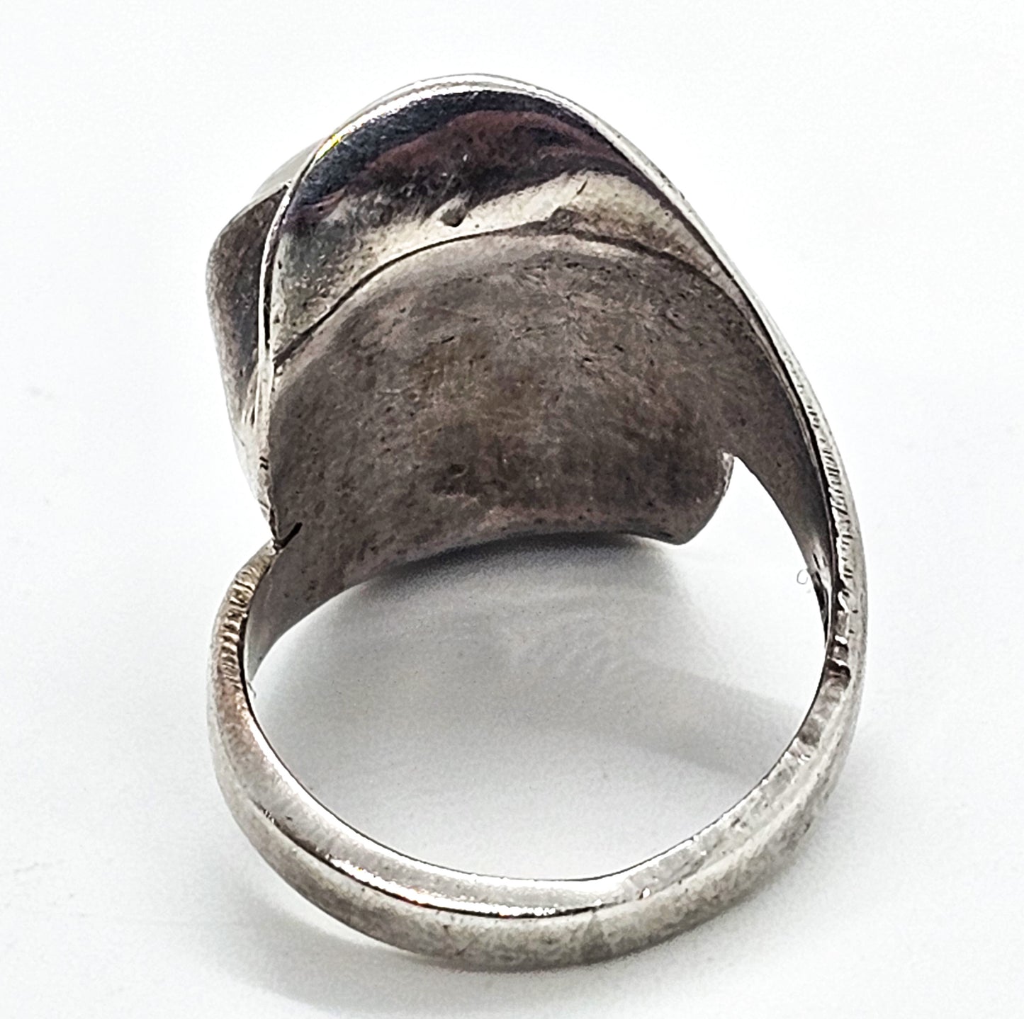 Modernist Abstract flashy blue moonstone large sterling silver ring size 5
