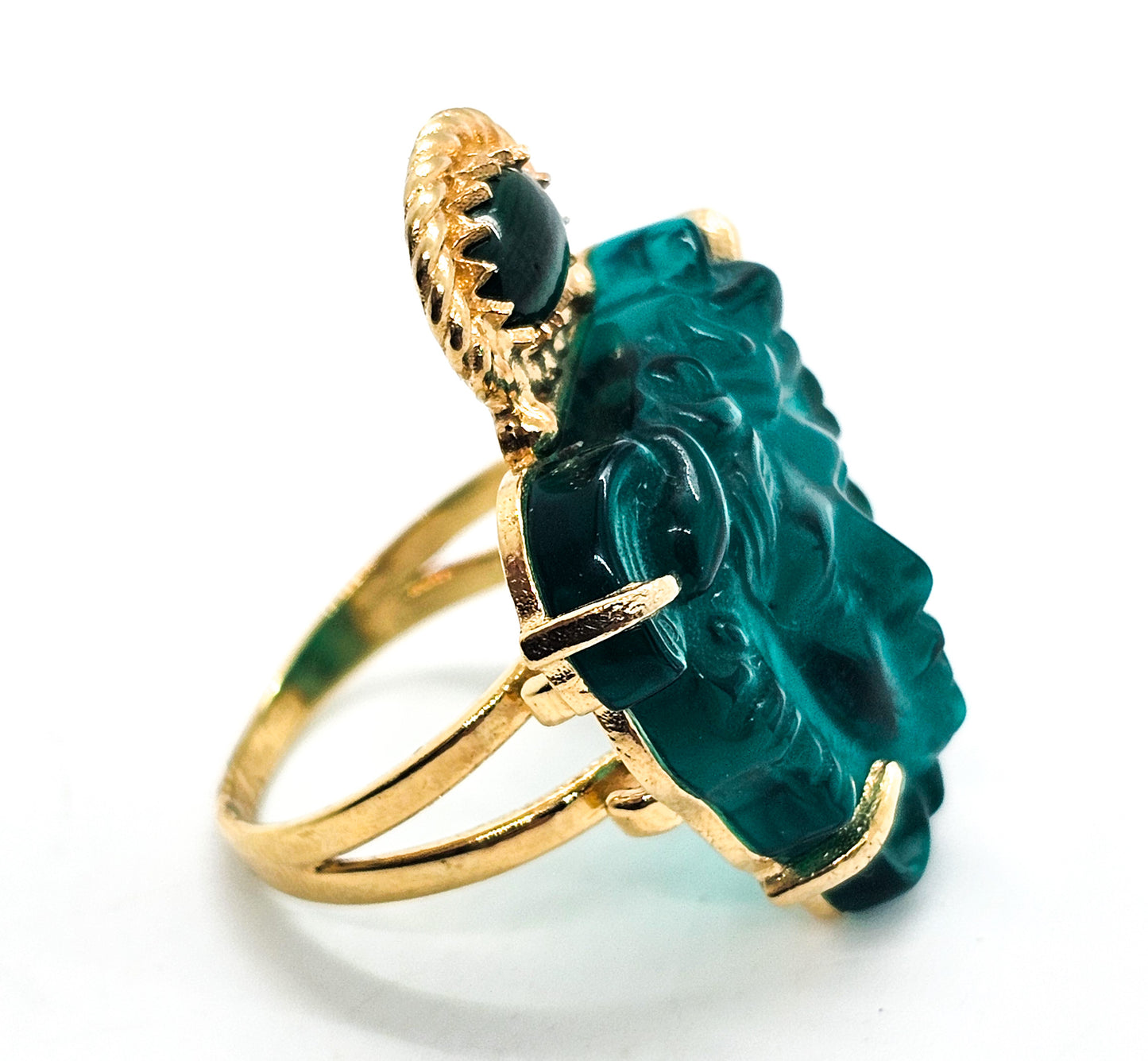 Tagliamonte Venetian Italian glass Medusa malachite 18k vermeil sterling ring size 8.5