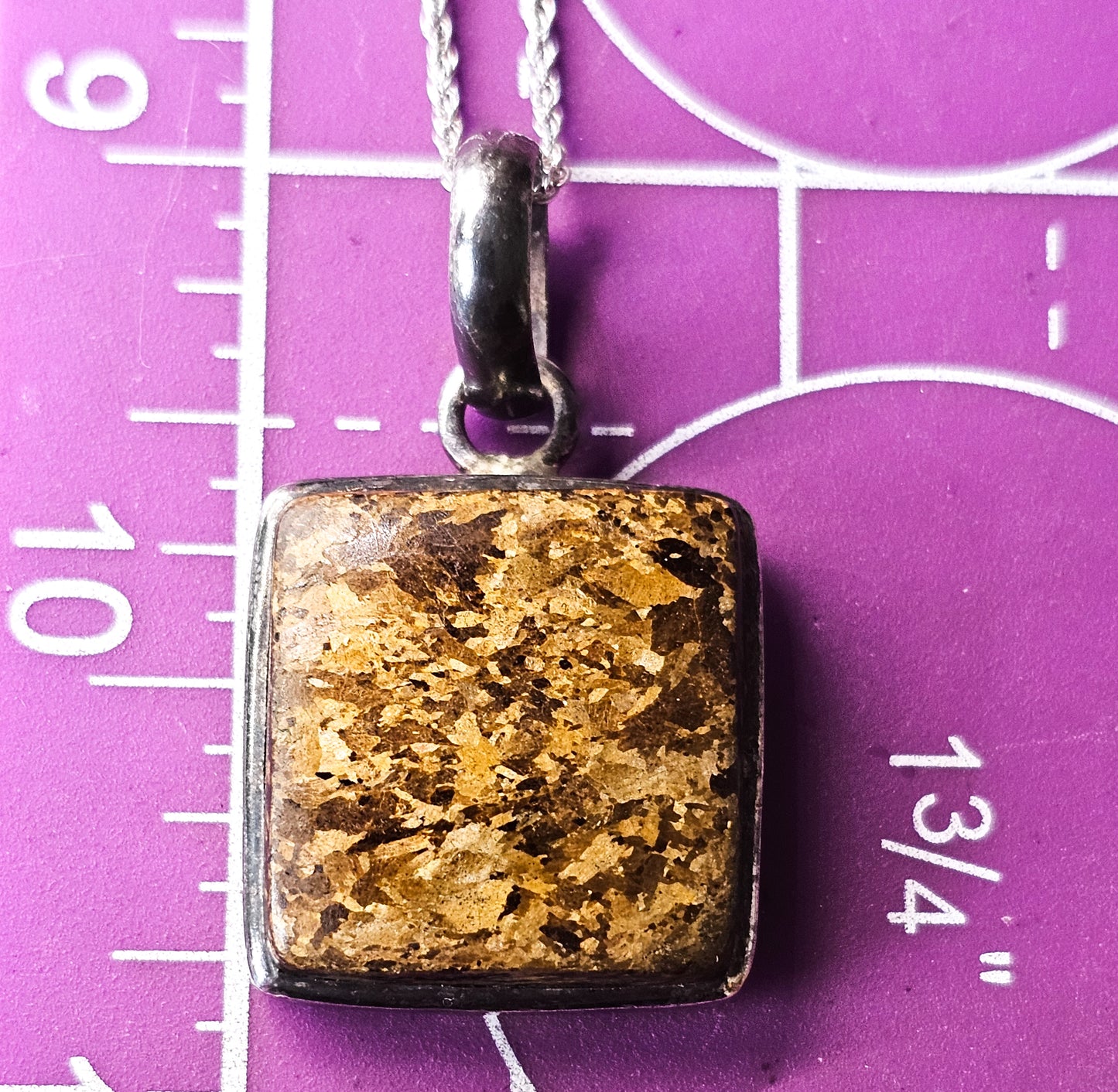 Bronzite Sajen signed sterling silver gemstone large pendant necklace