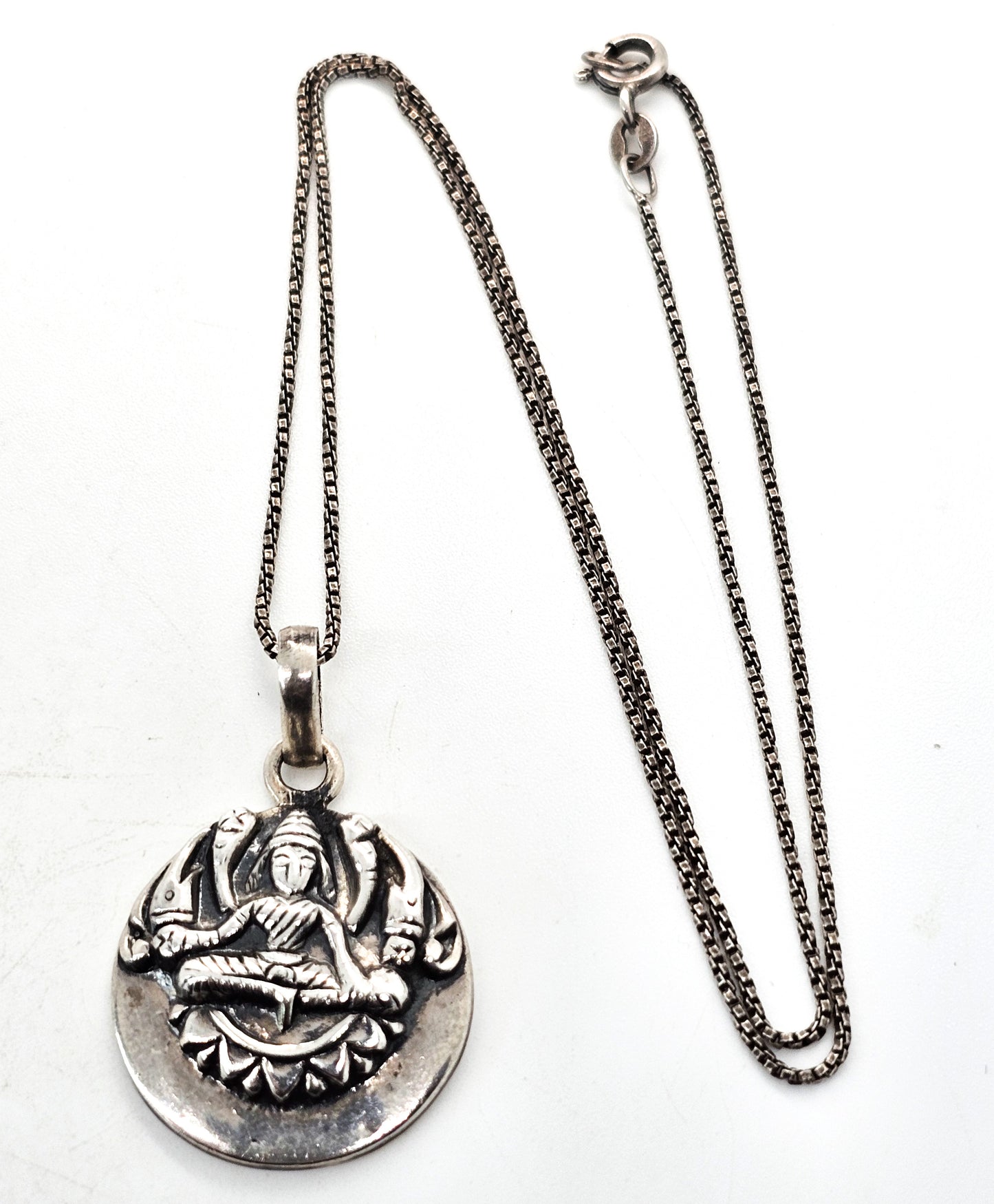 Ganesh Tibetan prayer sterling silver pendant necklace
