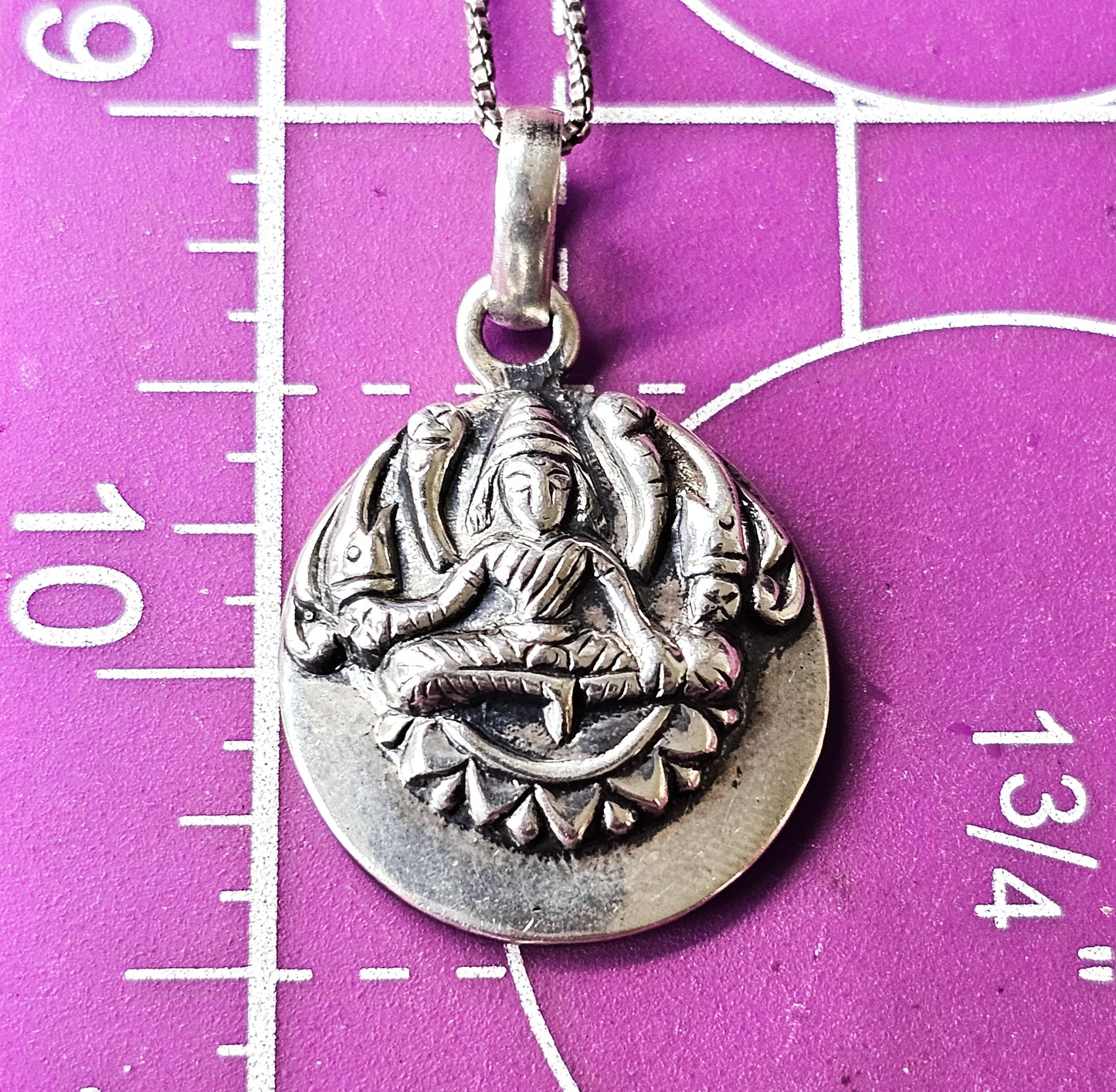 Ganesh Tibetan prayer sterling silver pendant necklace