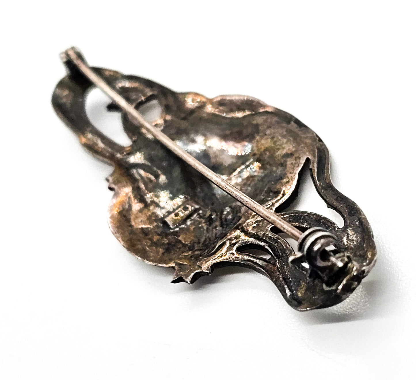 Art Nouveau style Celestial star Nymph woman cameo sterling silver vintage brooch