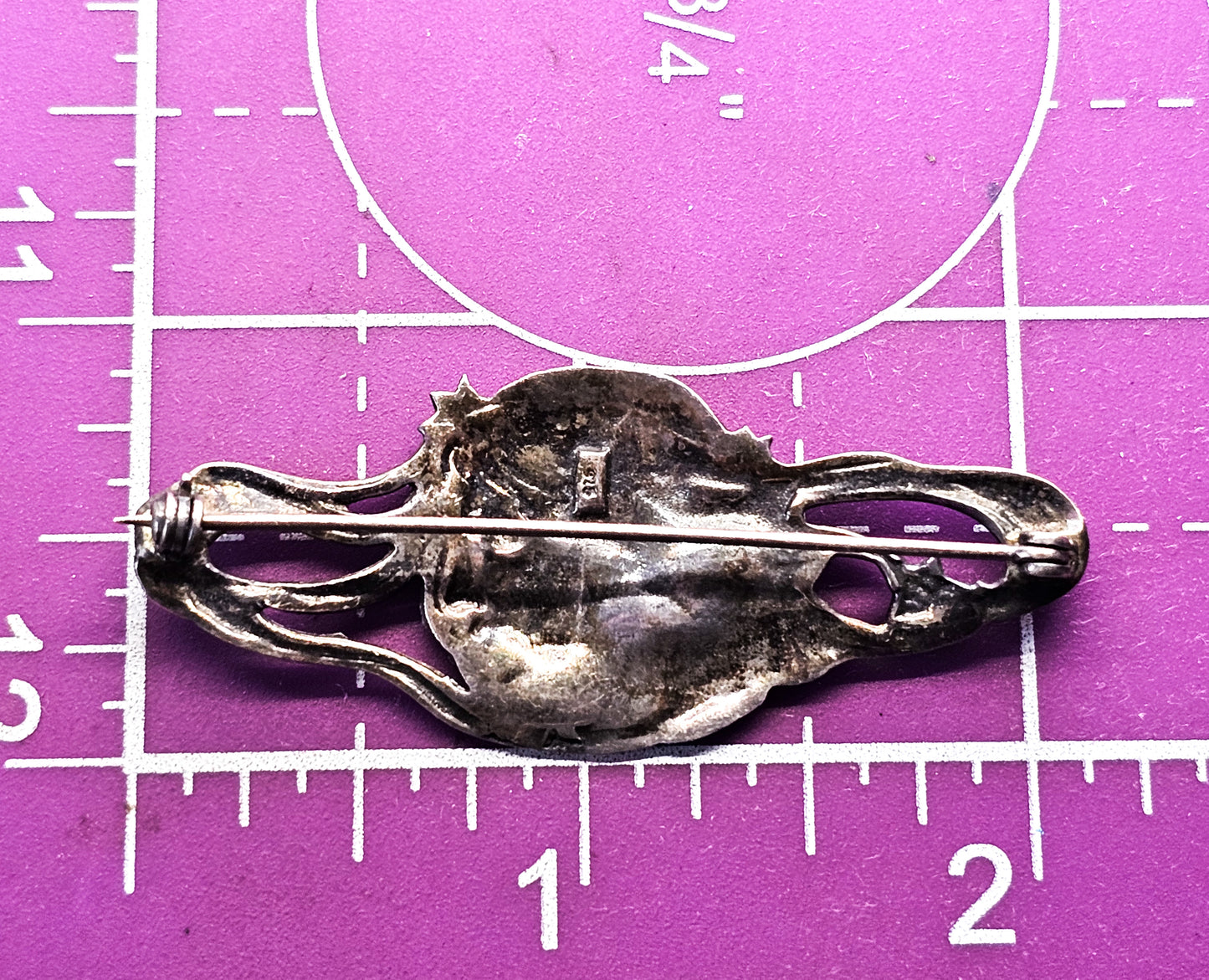 Art Nouveau style Celestial star Nymph woman cameo sterling silver vintage brooch