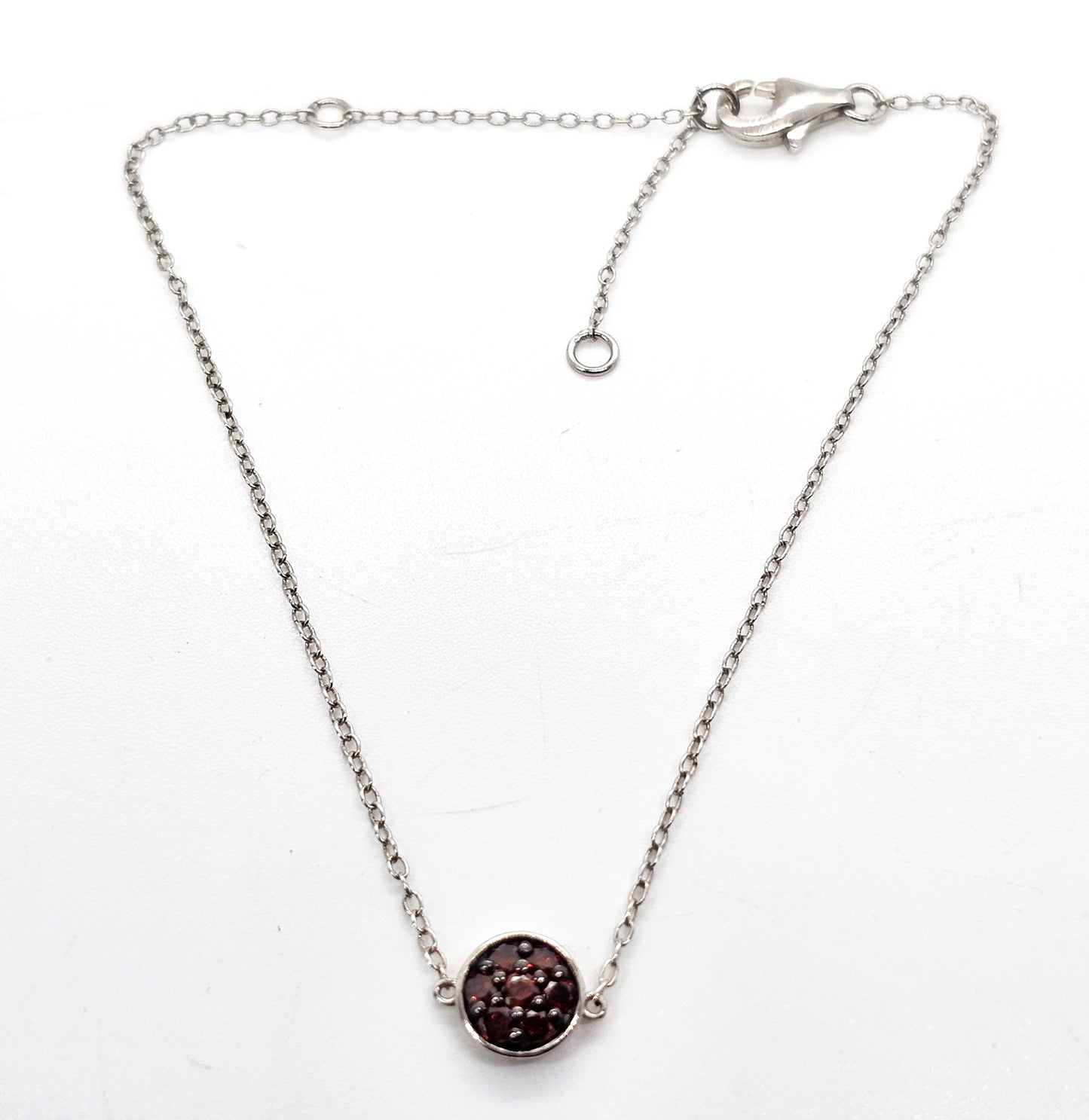 Red Ruby stationary sterling silver adjustable ankle bracelet 7 to 9 inches long