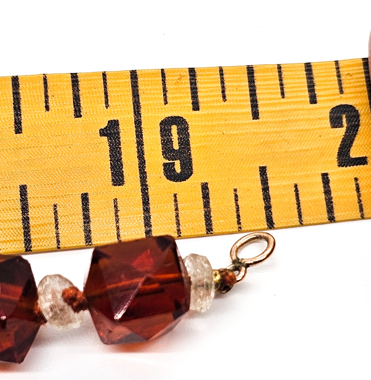 Art Deco Lead Crystal Czech glass Root Beer Brown gold filled beaded antique necklace