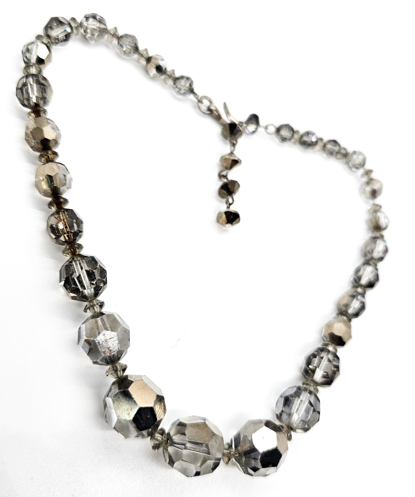 Austrian Crystal silver lead glass crystal graduated beaded vintage necklace Disco