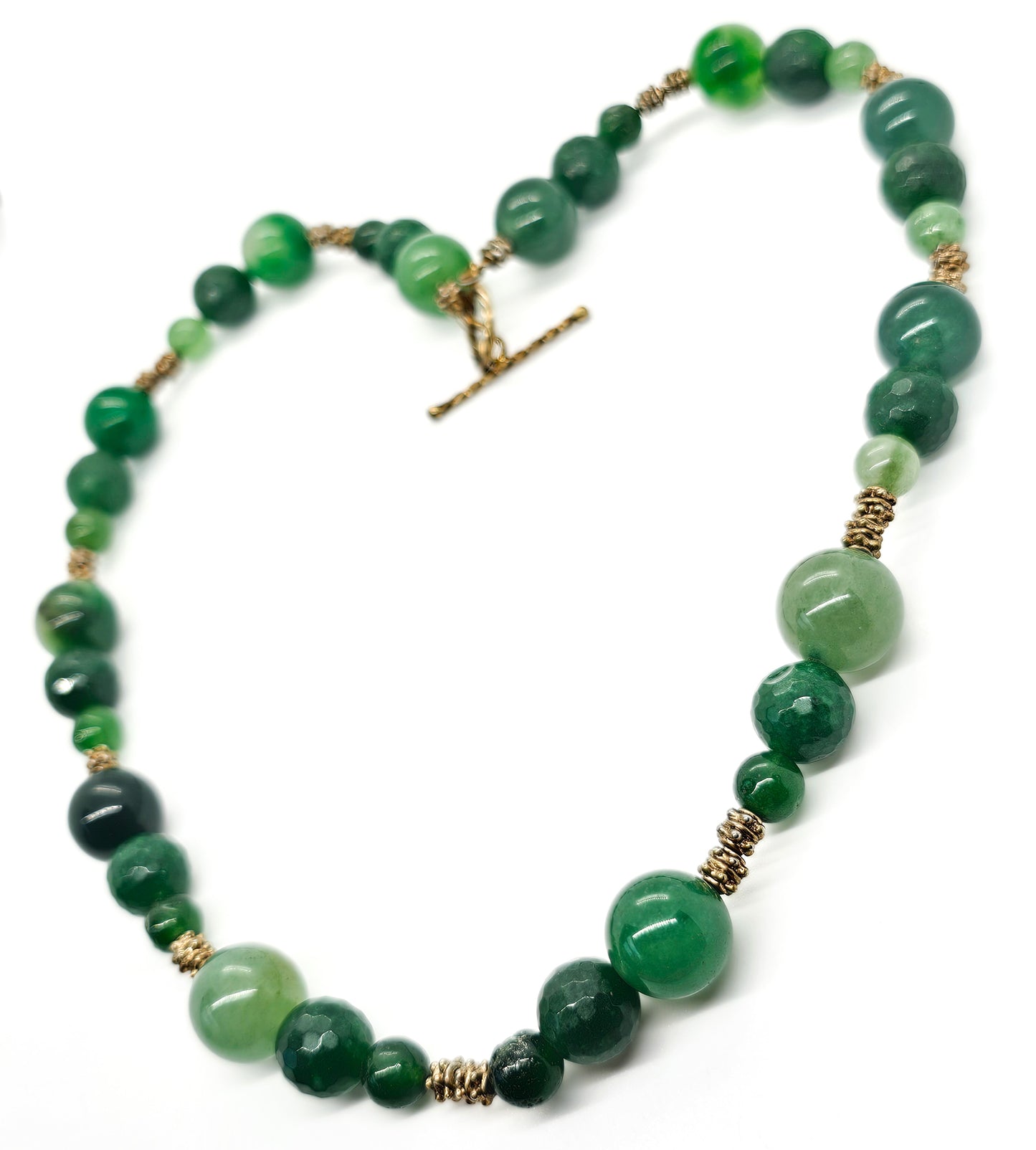 nephrite Jade vintage graduated beaded toggle clasp artisan necklace