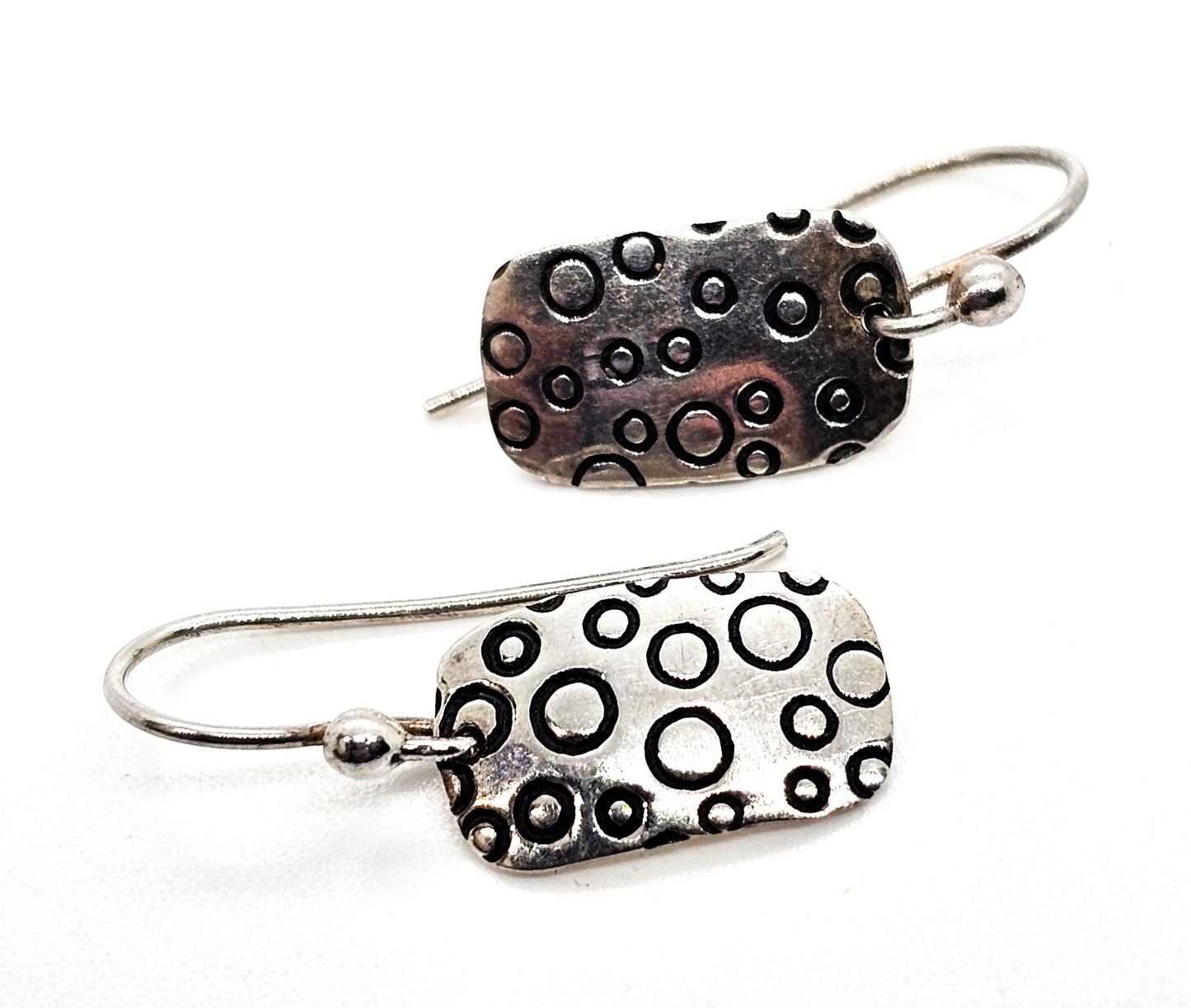 Far Fetched signed sterling silver circle drop spotted vintage earrings