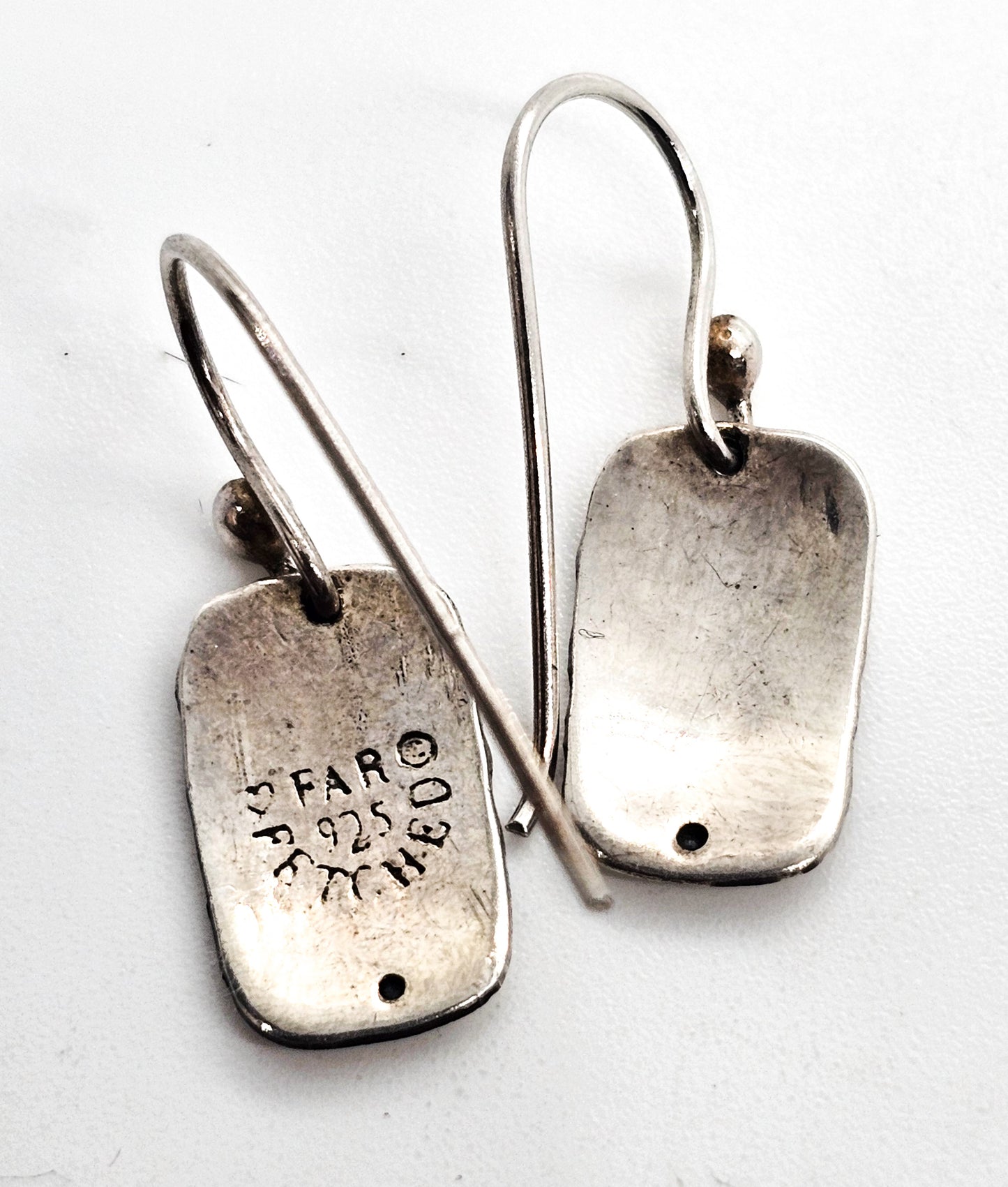 Far Fetched signed sterling silver circle drop spotted vintage earrings