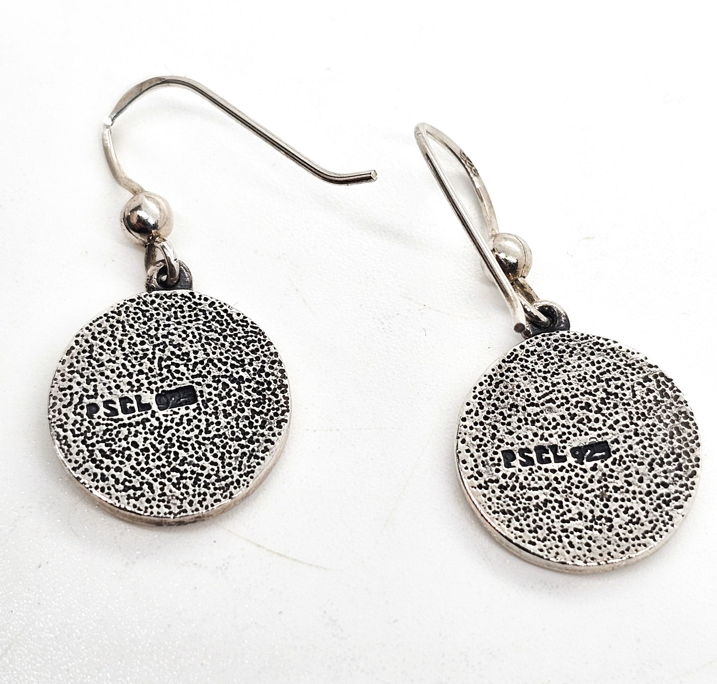 Peter Stone Om Awakening the Sacred Mantra signed PSCL drop sterling silver earrings