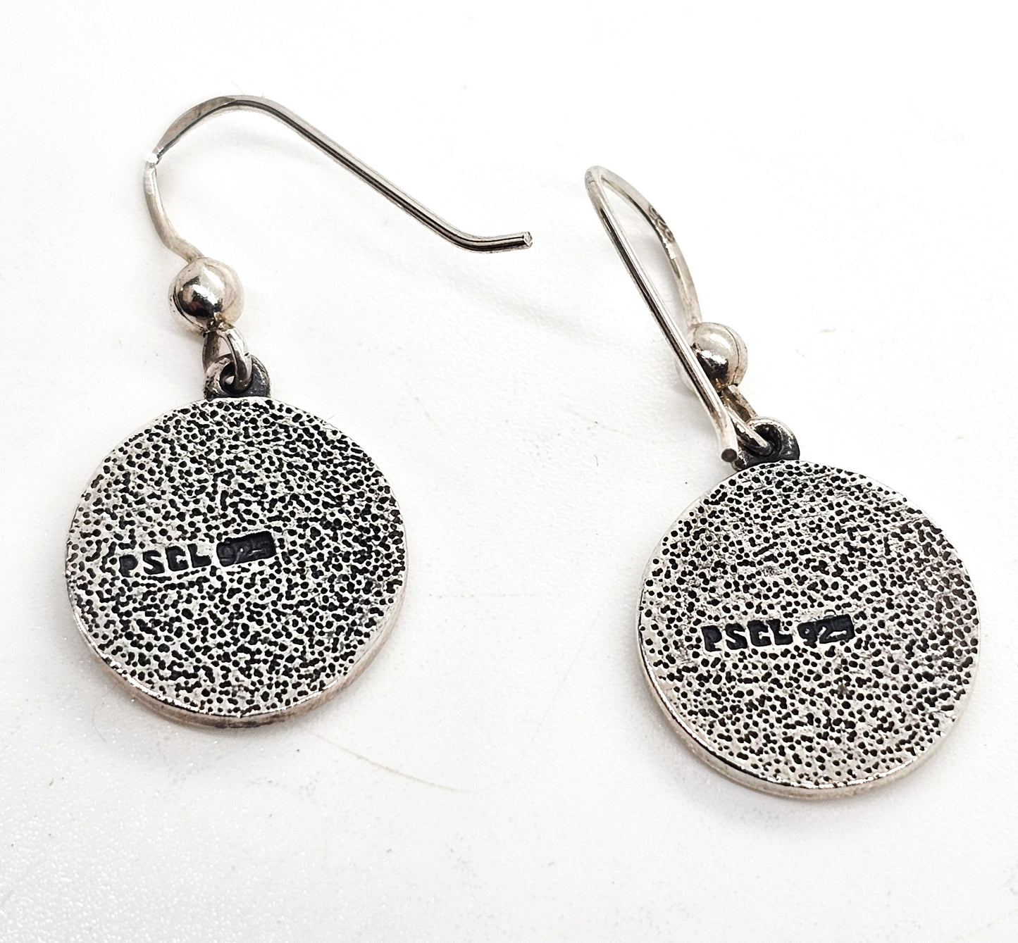 Peter Stone Om Awakening the Sacred Mantra signed PSCL drop sterling silver earrings