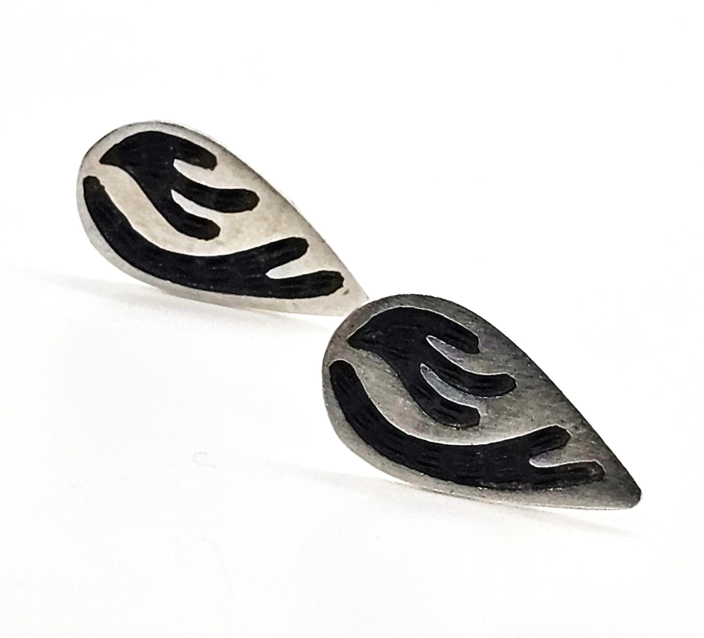Native American Hopi cactus plant vintage sterling silver stud earrings