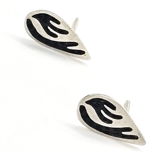 Native American Hopi cactus plant vintage sterling silver stud earrings