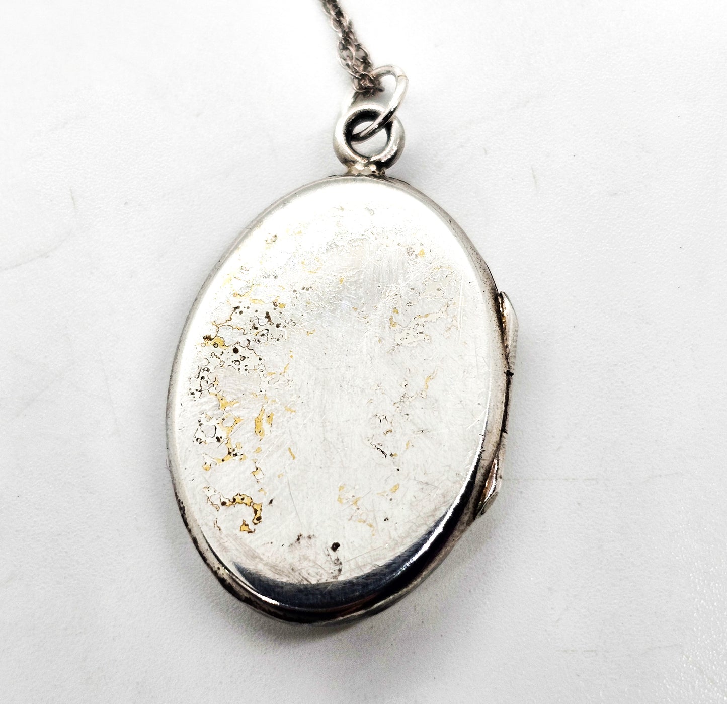 Bliss Brothers Co blooming flower gold over sterling silver antique locket necklace w/photos