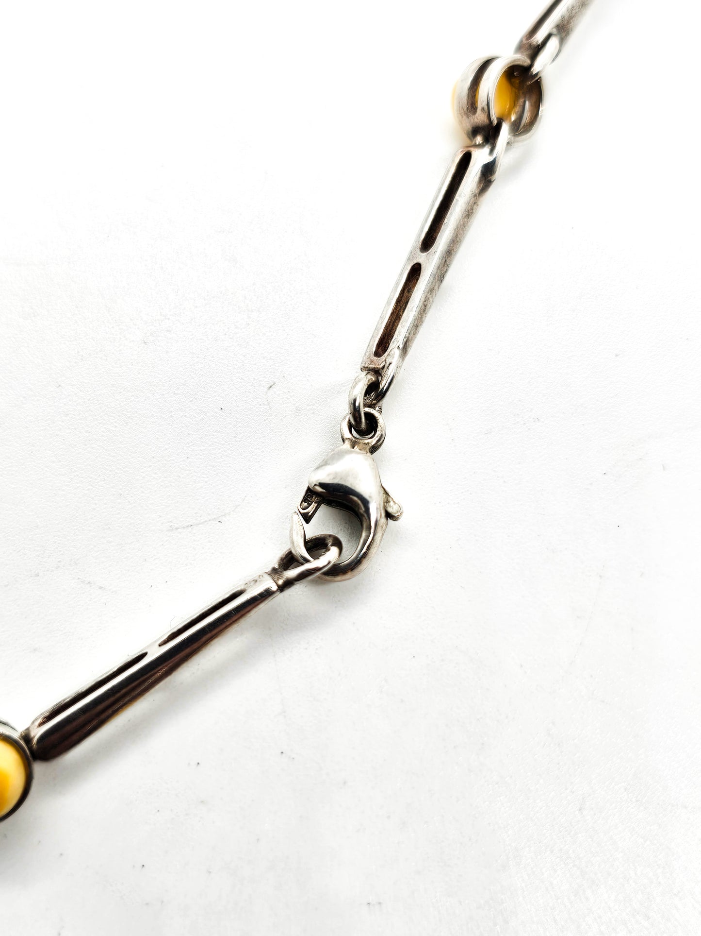 Butterscotch Amber Butterfly gemstone sterling silver vintage necklace