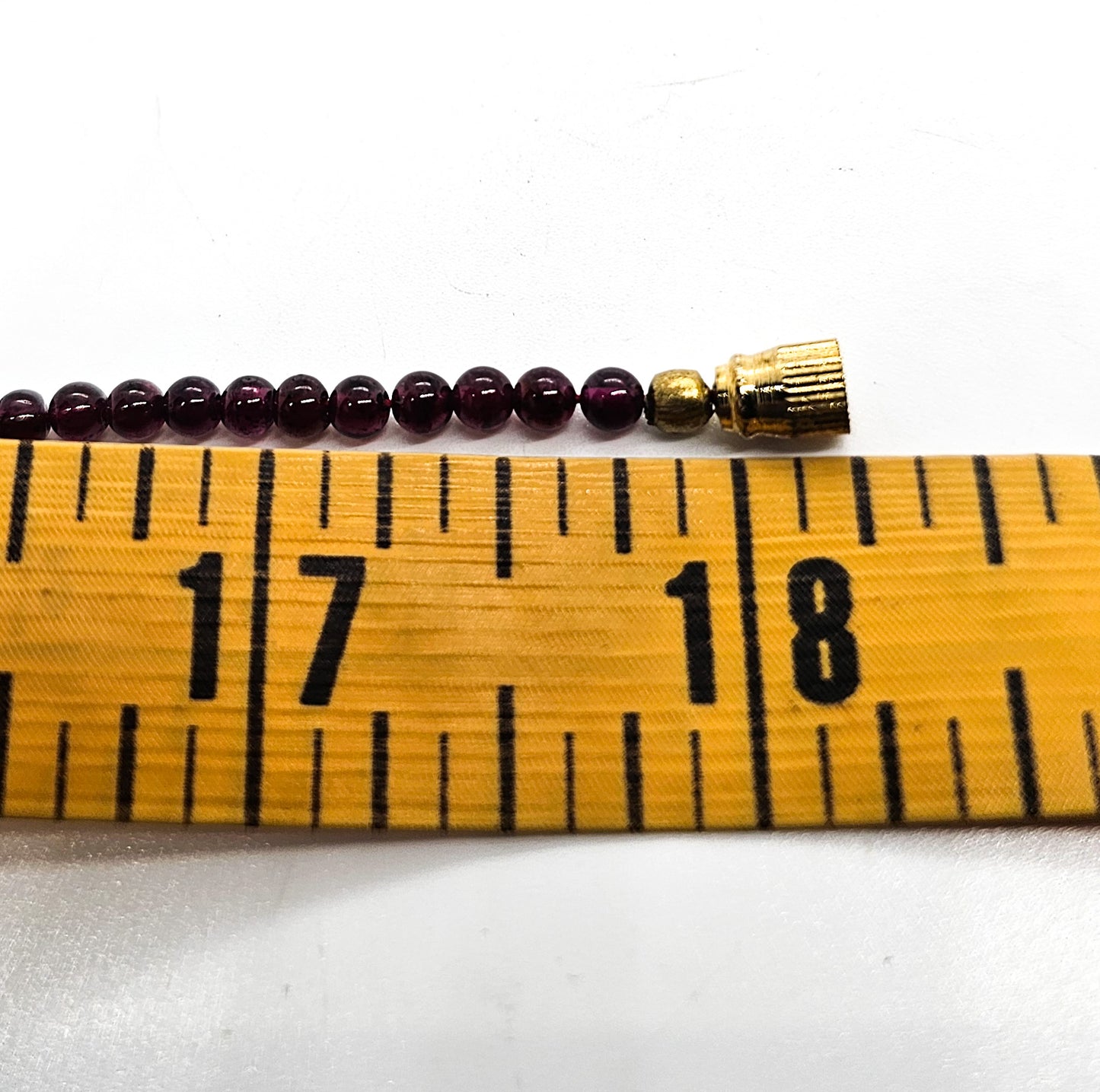 Red garnet gemstone thin simple beaded necklace with barrel screw clasp