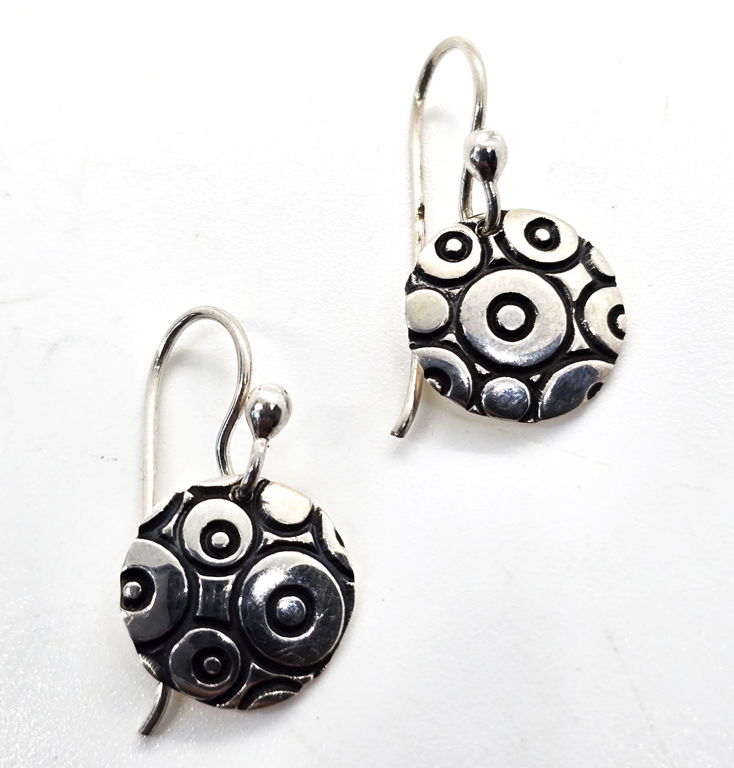 Far Fetched Cobble stone signed spotted drop sterling silver earrings