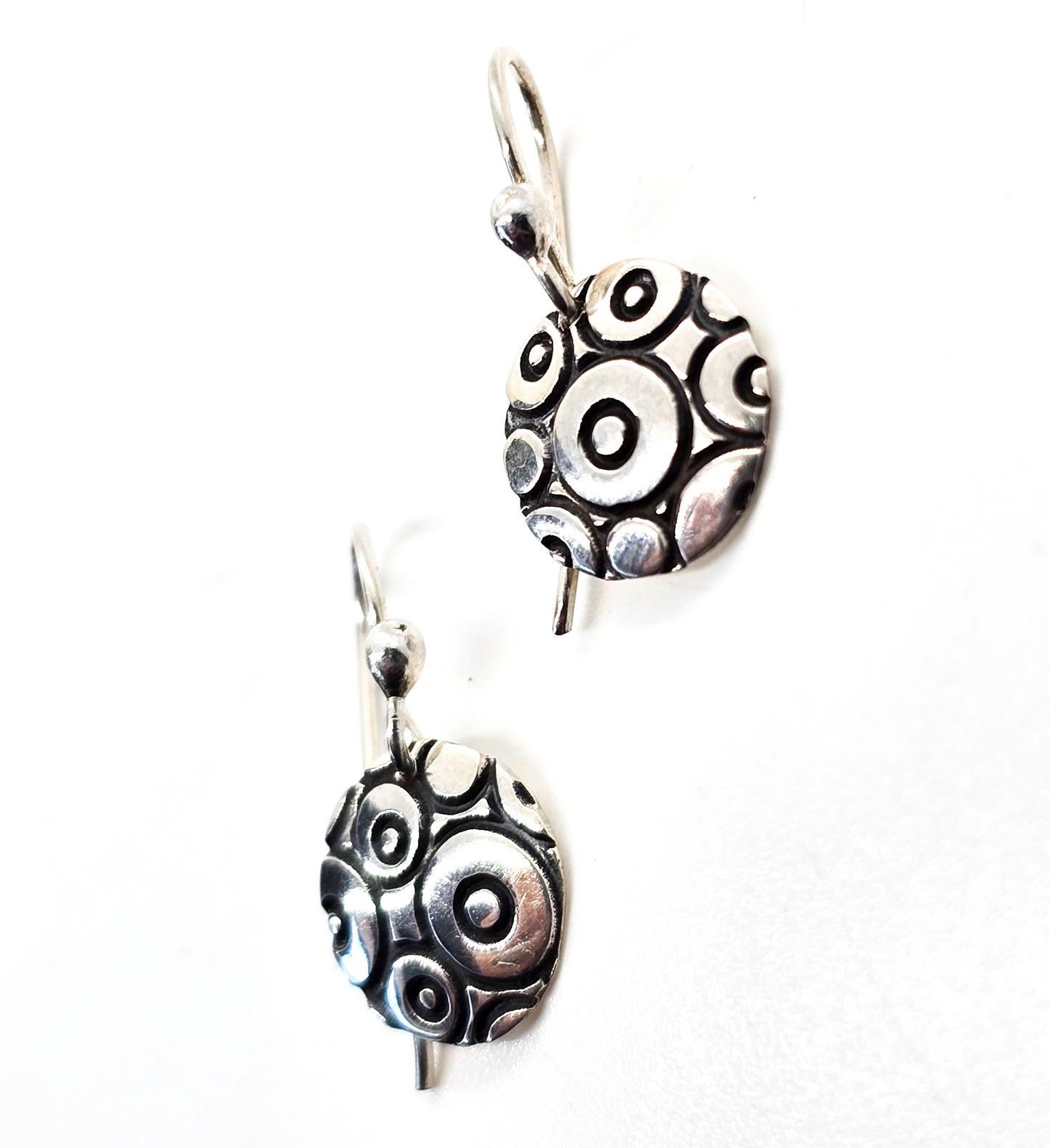 Far Fetched Cobble stone signed spotted drop sterling silver earrings