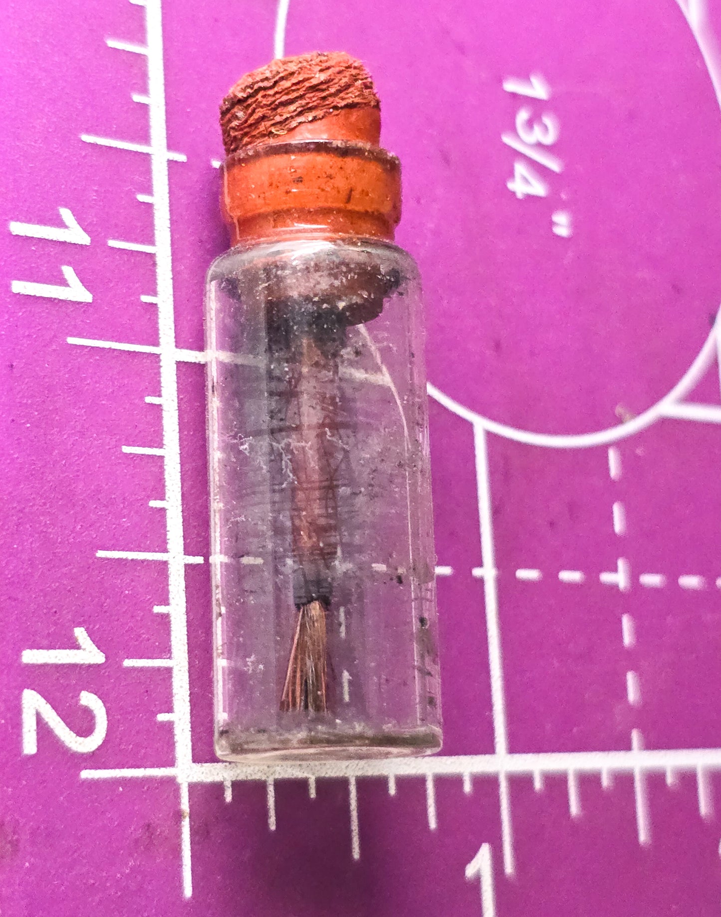 Vintage liquid black eye liner glass jar with stuck original rubber top and brush