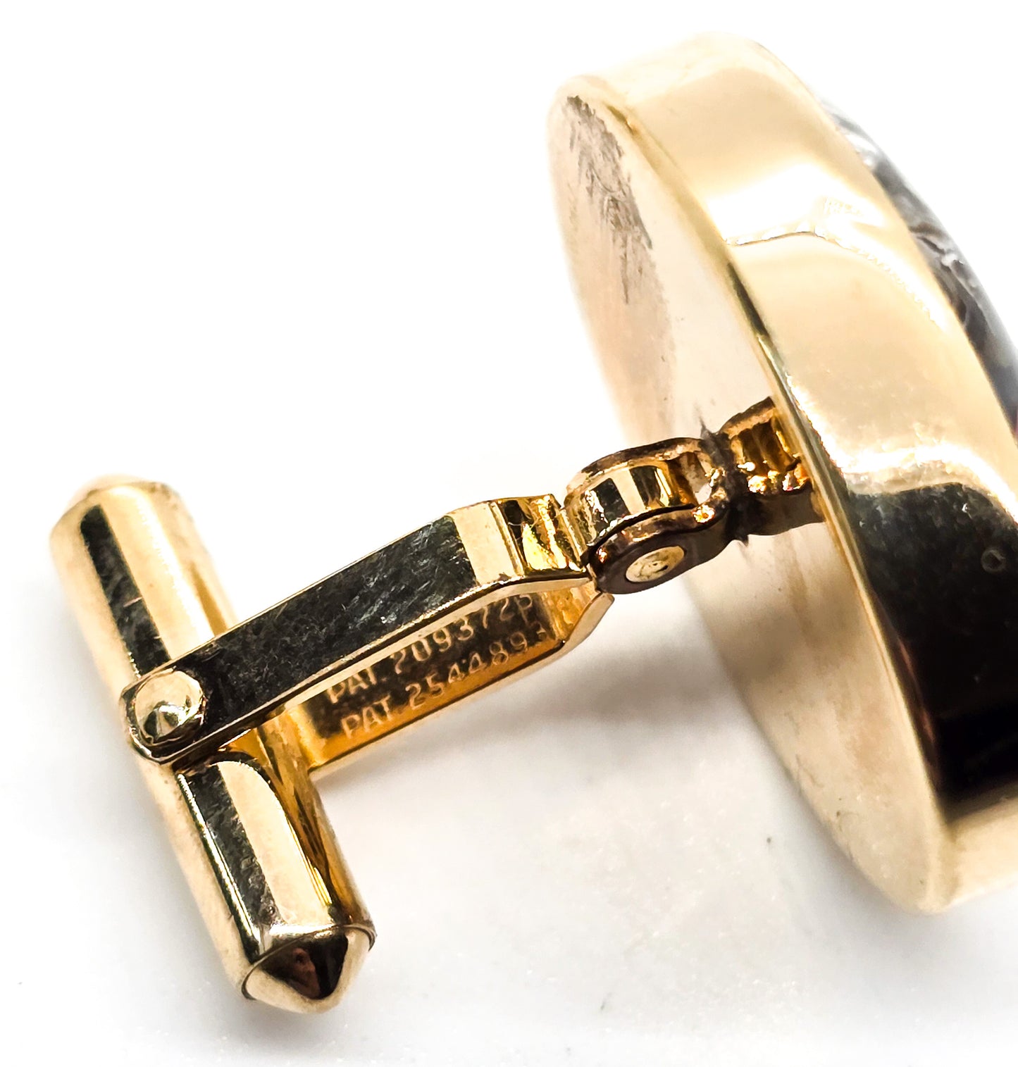 Destino Crazy Lace Agate 12k yellow gold filled vintage mid century cufflinks