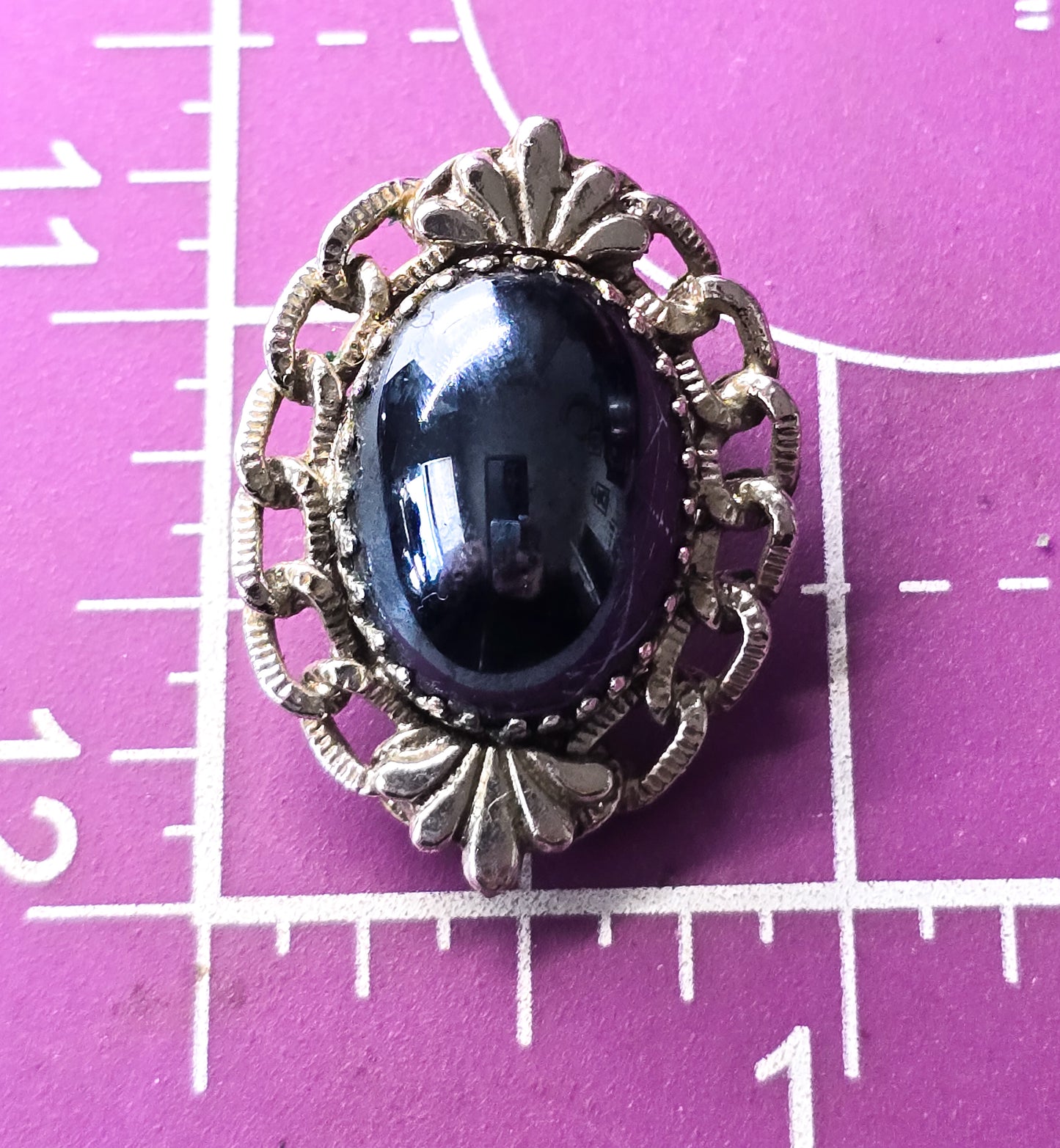 Whiting and Davis hematite silver chain signed vintage clip on earrings