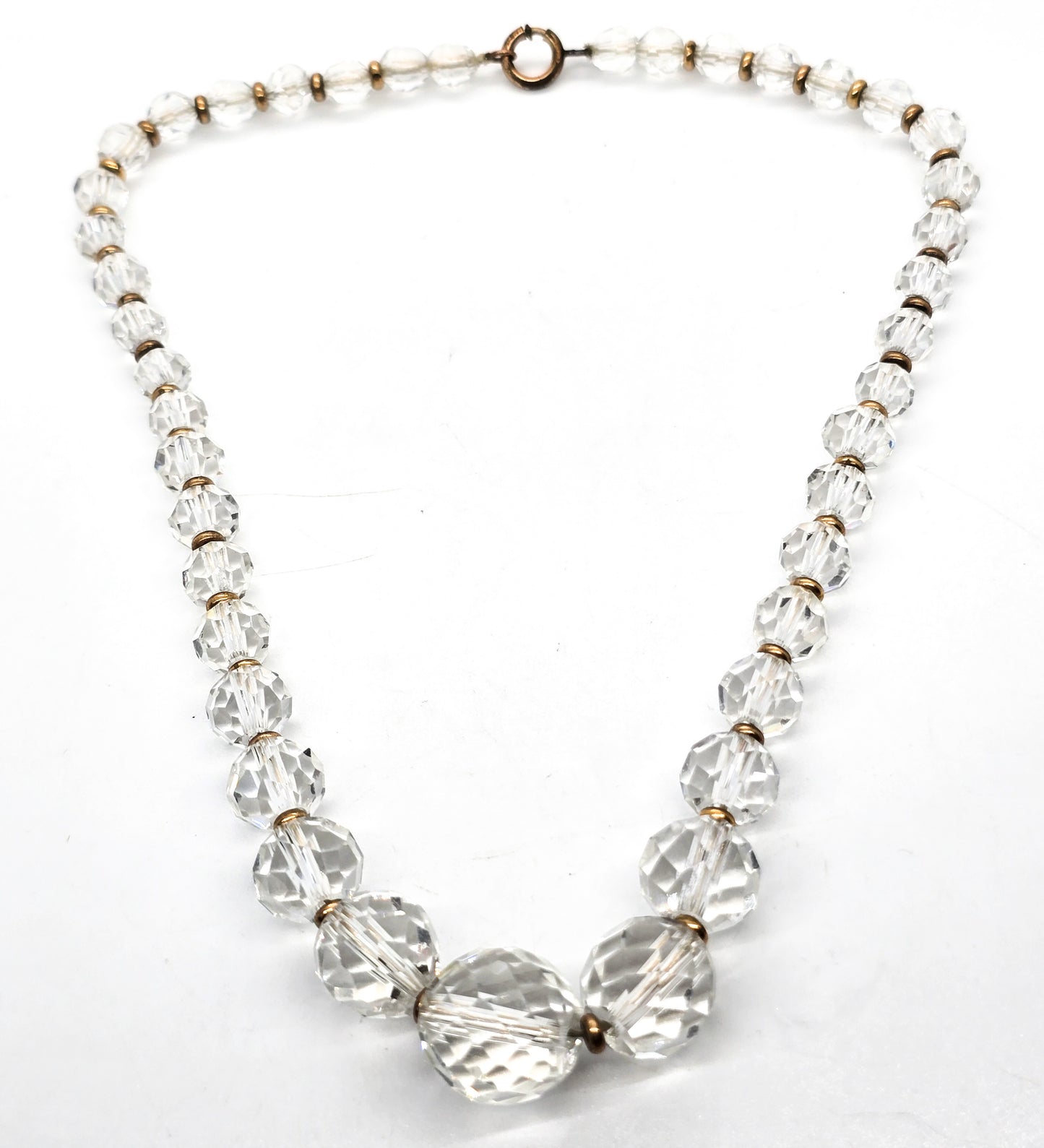 Art Deco gold filled faceted lead crystal graduated beaded antique necklace