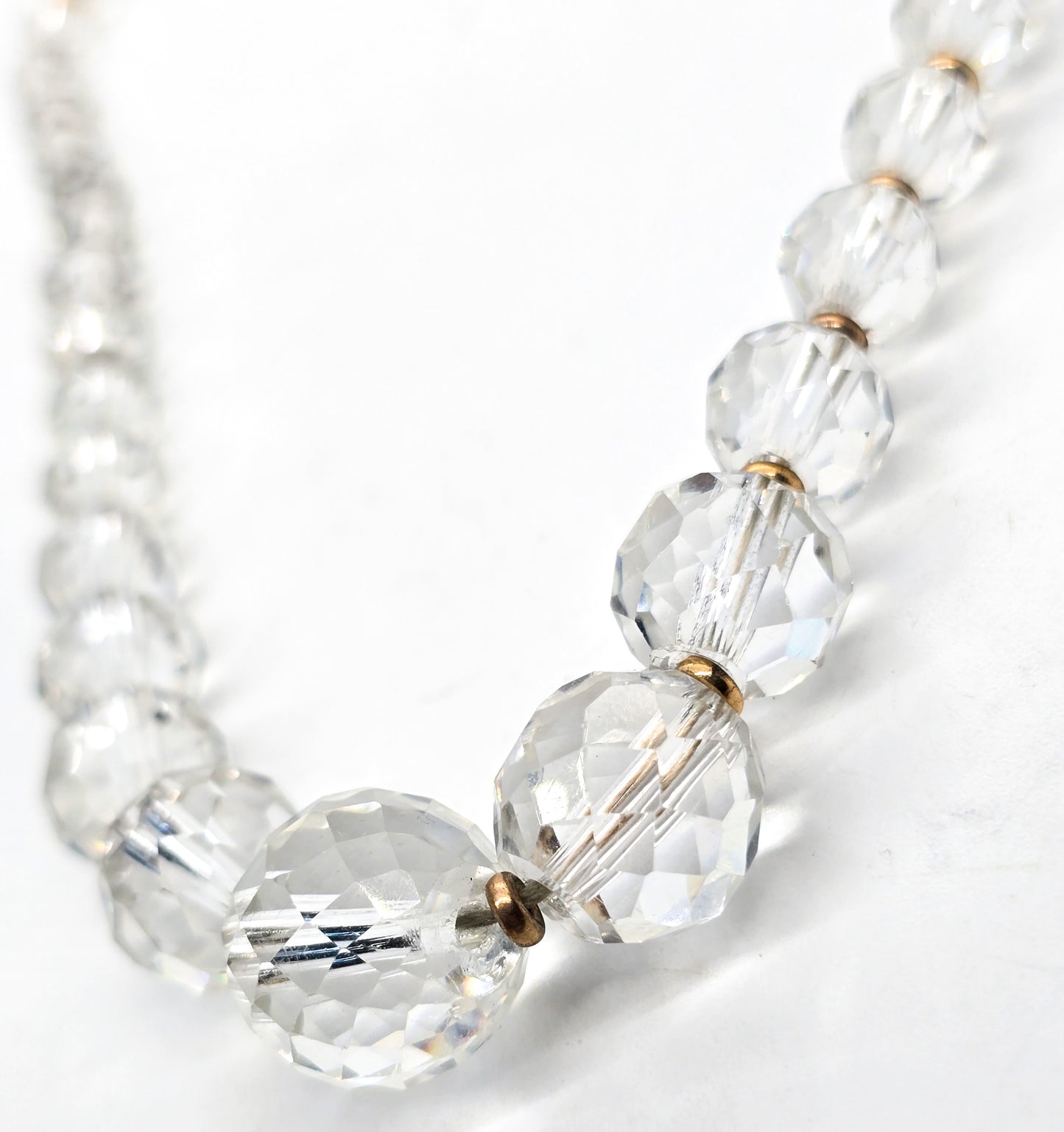 Art Deco gold filled faceted lead crystal graduated beaded antique necklace