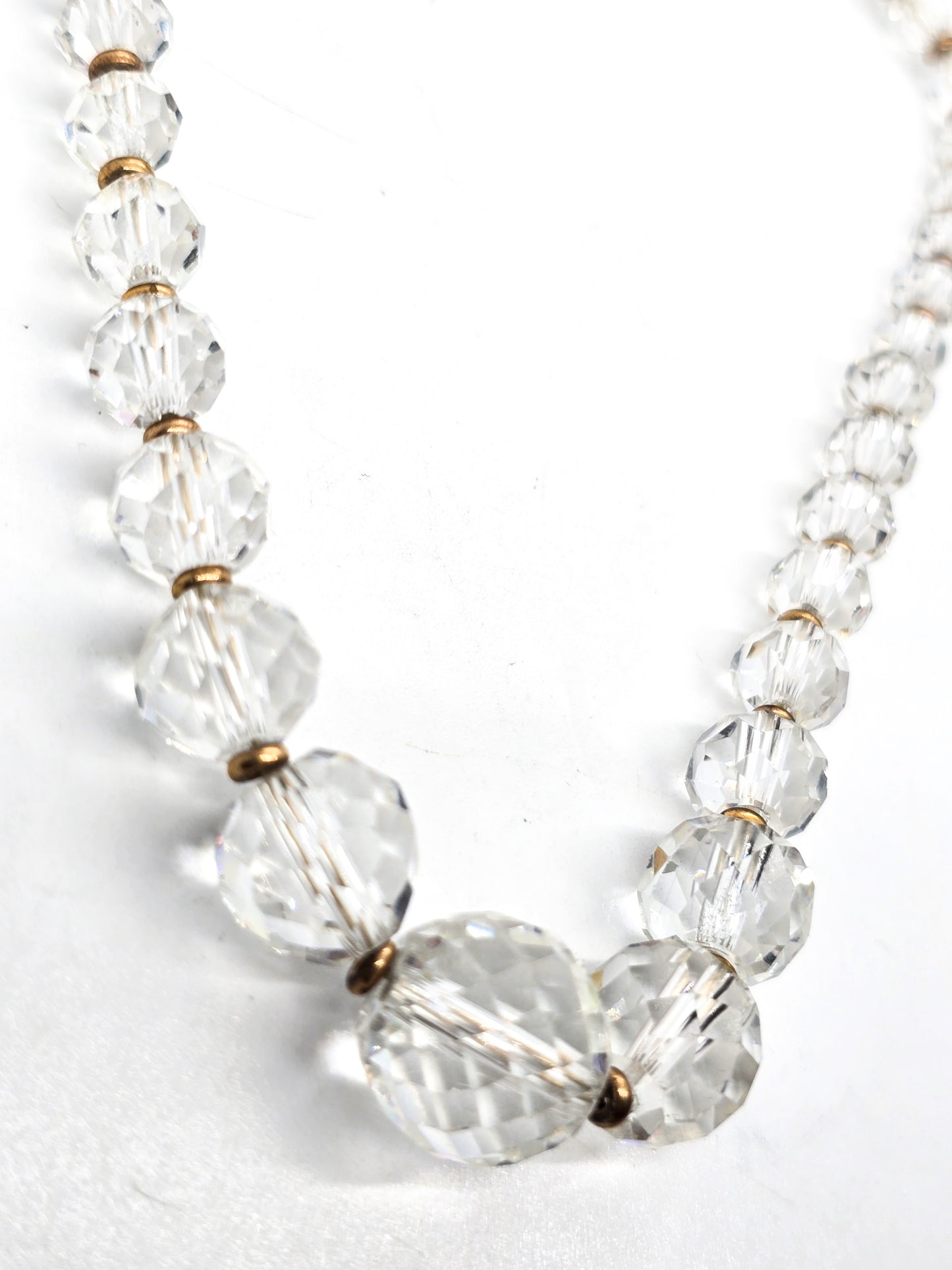 Art Deco gold filled faceted lead crystal graduated beaded antique necklace