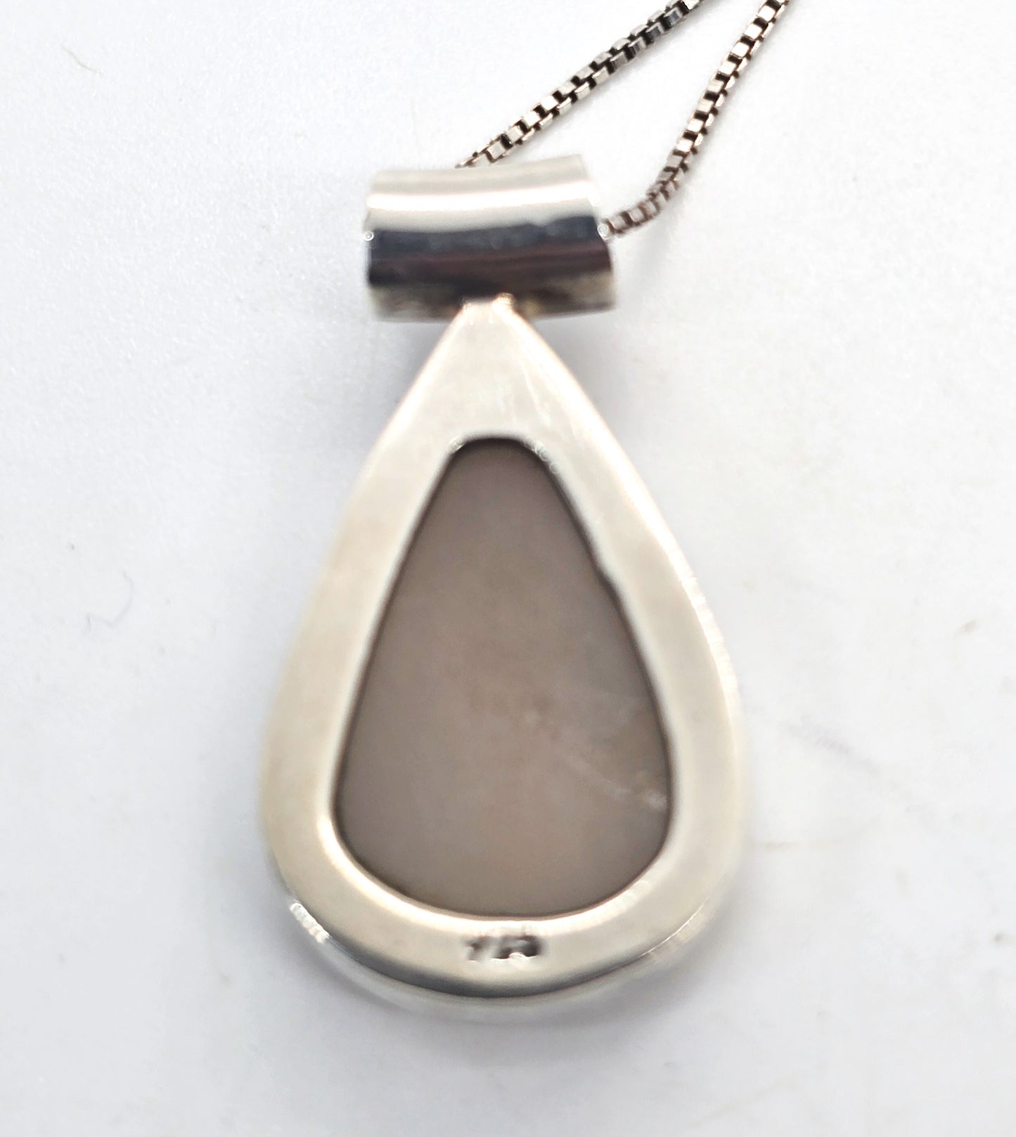 Pink Druzy quartz gemstone pear cut vintage pendant necklace