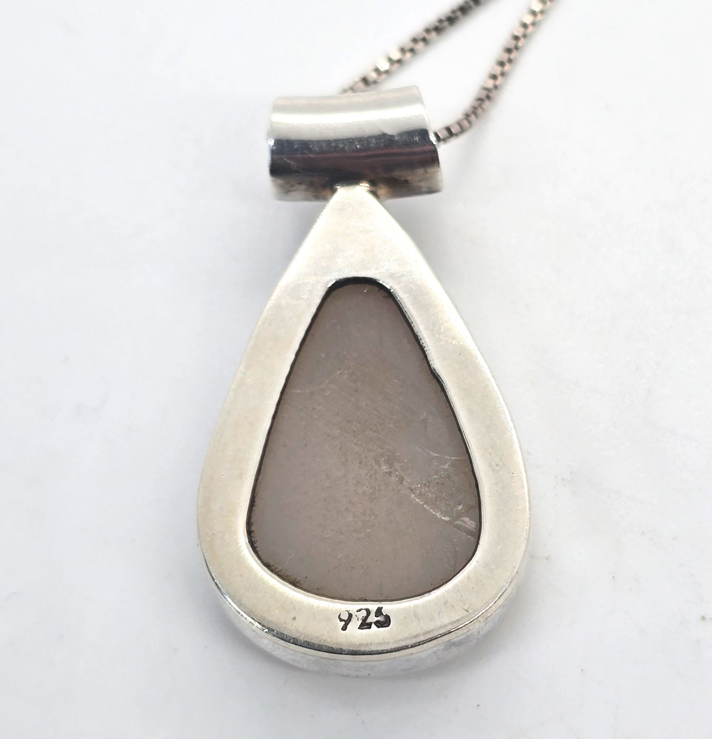 Pink Druzy quartz gemstone pear cut vintage pendant necklace