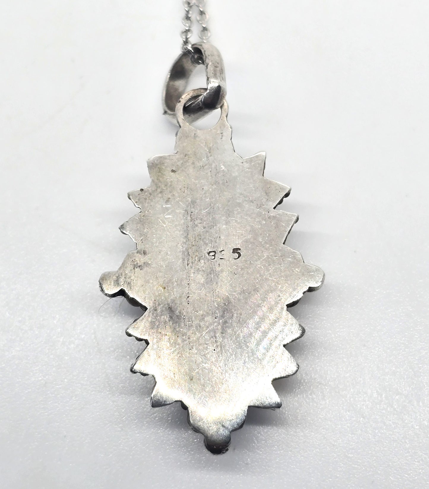 Black onyx vintage sterling silver bali decorated pendant necklace