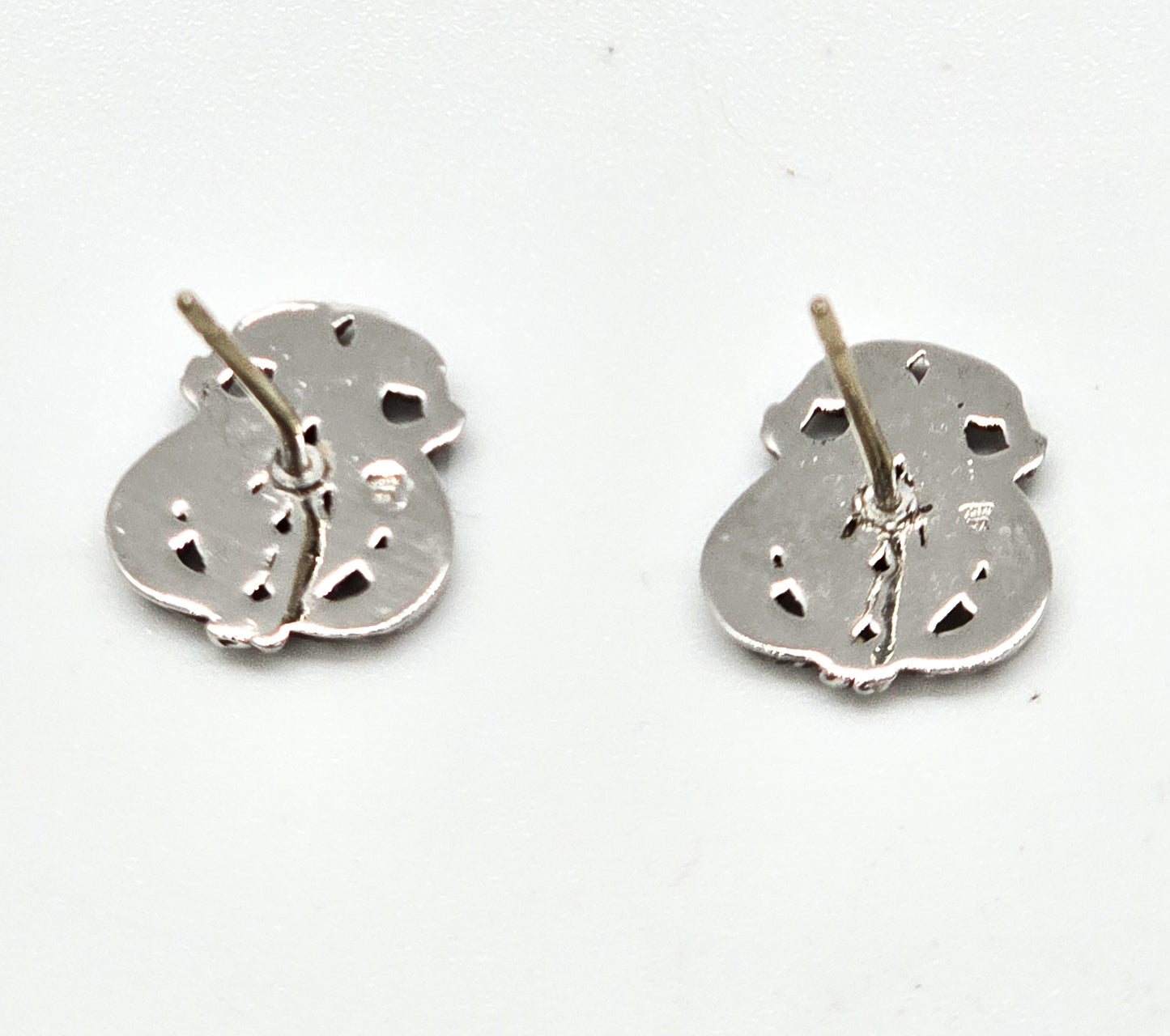 Double gryphon dragon shield petite vintage sterling silver stud earrings