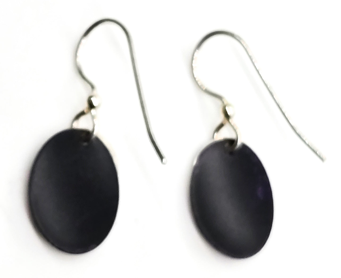 Purple Niobium Embossed disk artisan sterling silver vintage drop earrings