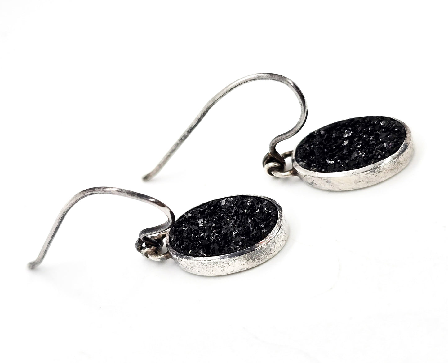 Janice Girardi JGD Black druzy Quartz sterling silver drop earrings