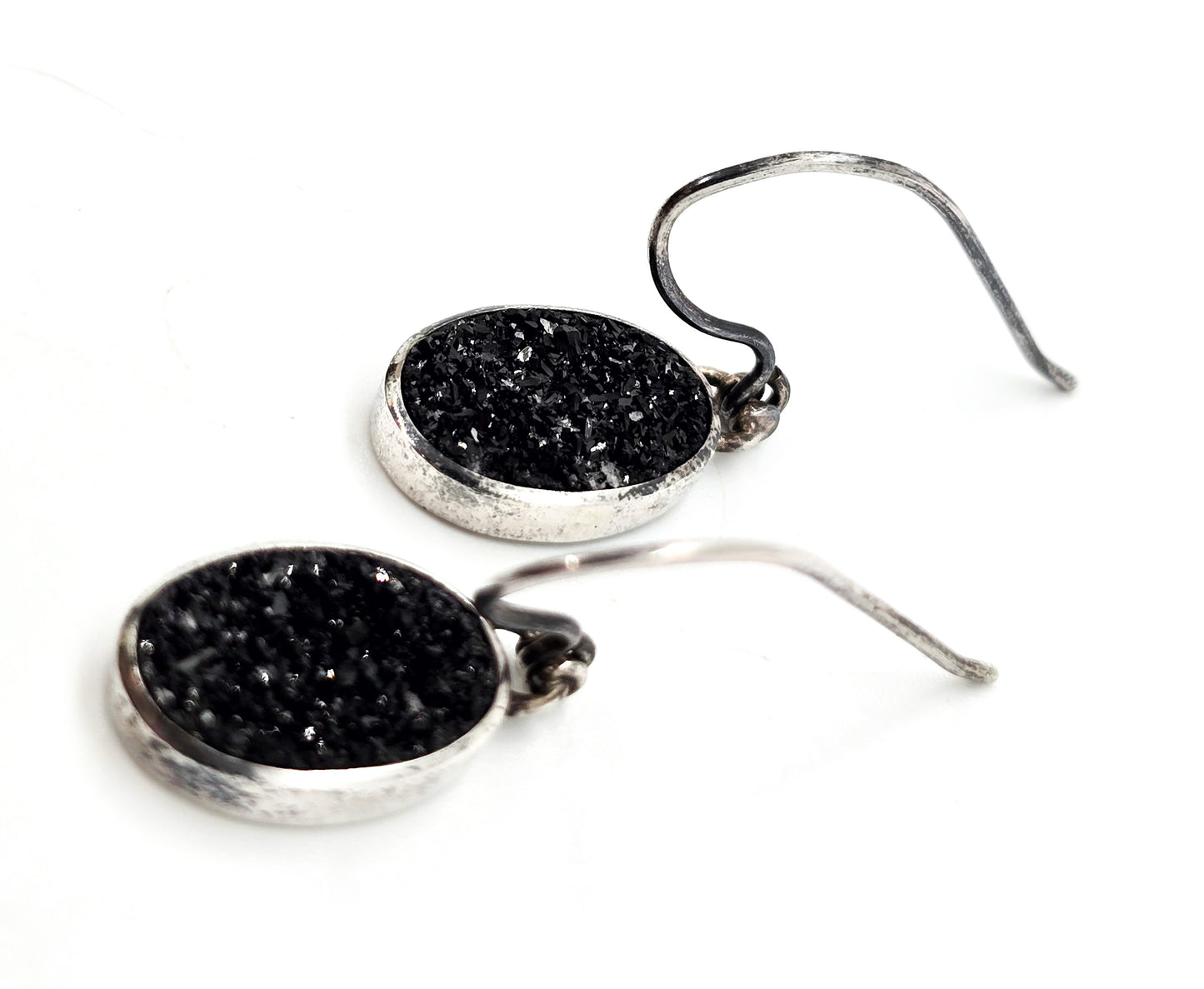 Janice Girardi JGD Black druzy Quartz sterling silver drop earrings