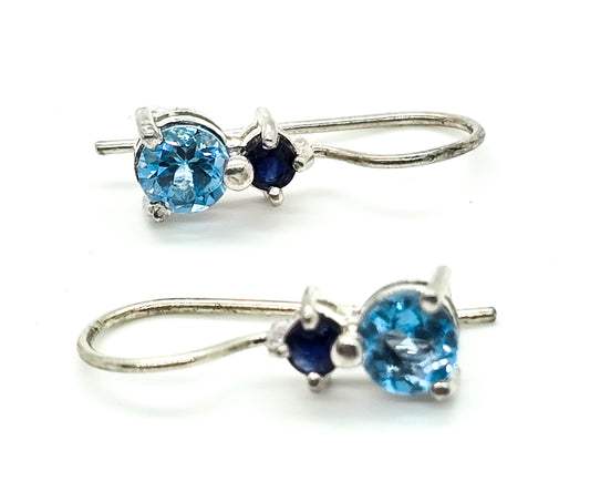 London Blue topaz and Blue spinel CI singed vintage sterling silver earrings