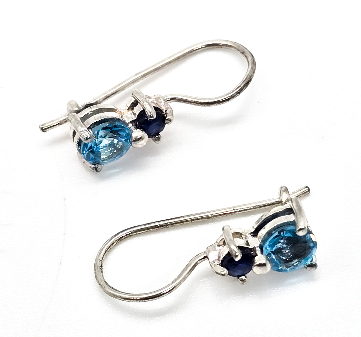 London Blue topaz and Blue spinel CI singed vintage sterling silver earrings