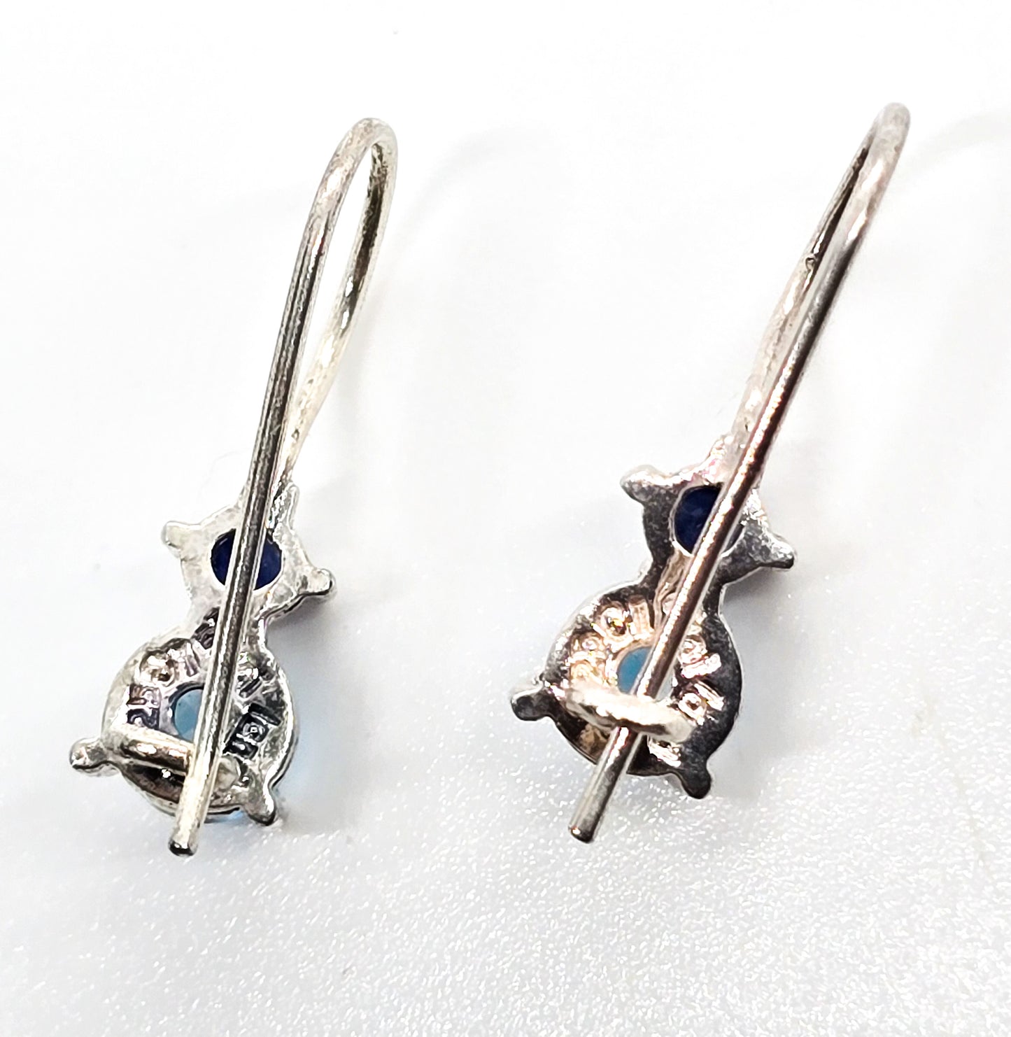London Blue topaz and Blue spinel CI singed vintage sterling silver earrings