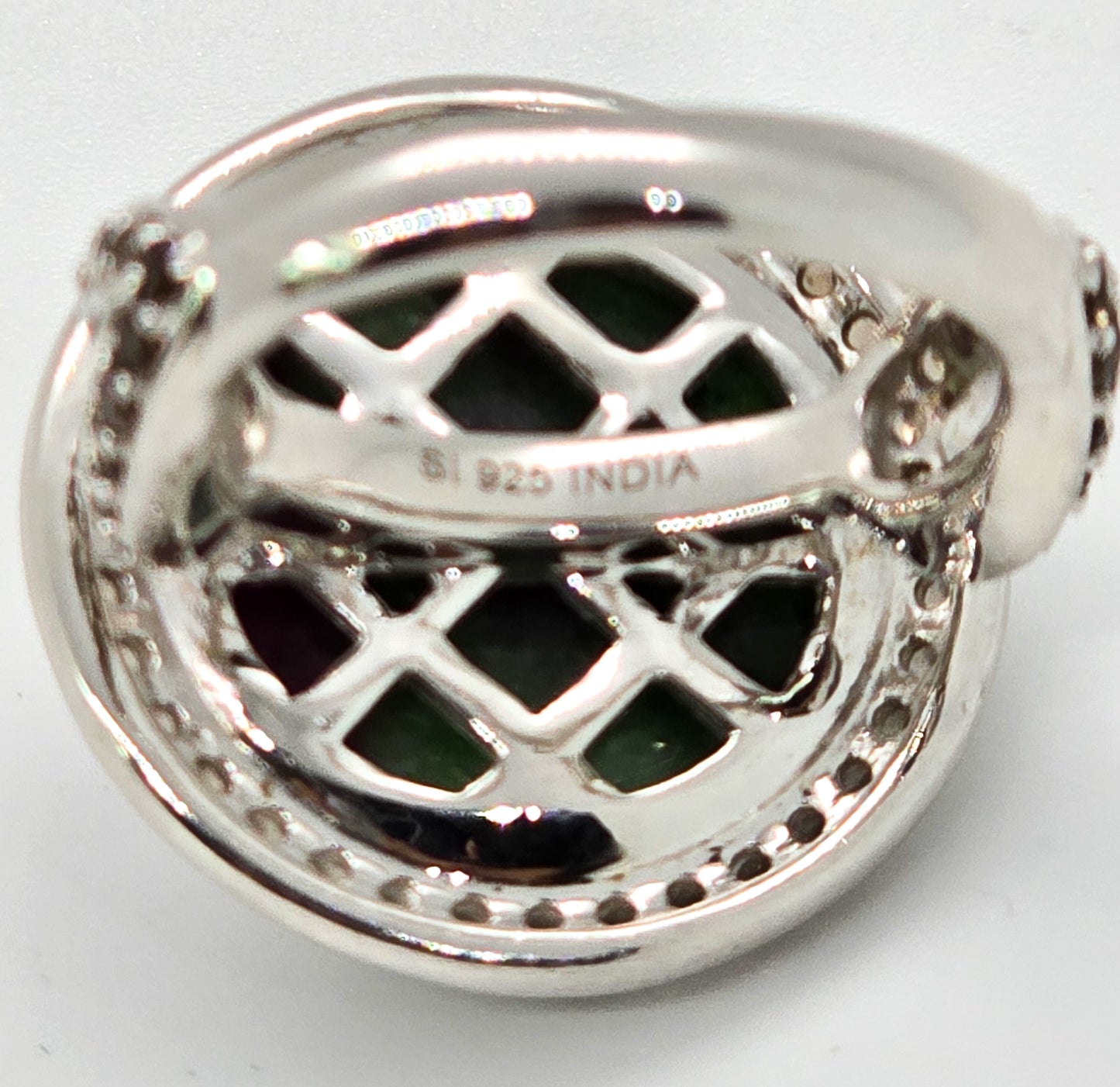 Ruby Zoisite 7.50 Ct and Smokey Quartz Sterling silver ring size 6