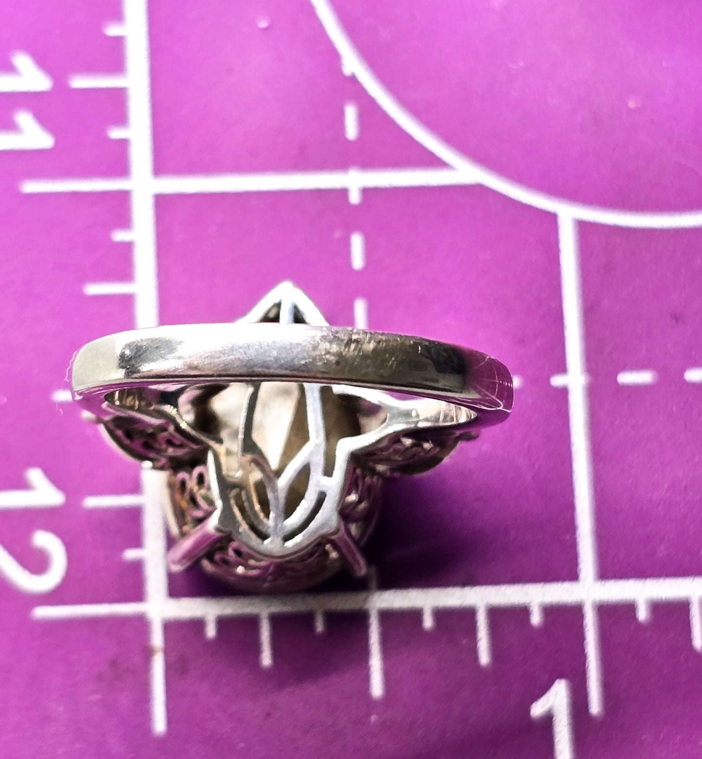 D'Joy Blue Cubic Zirconia Pear cut sterling silver ring with clear accents size 9