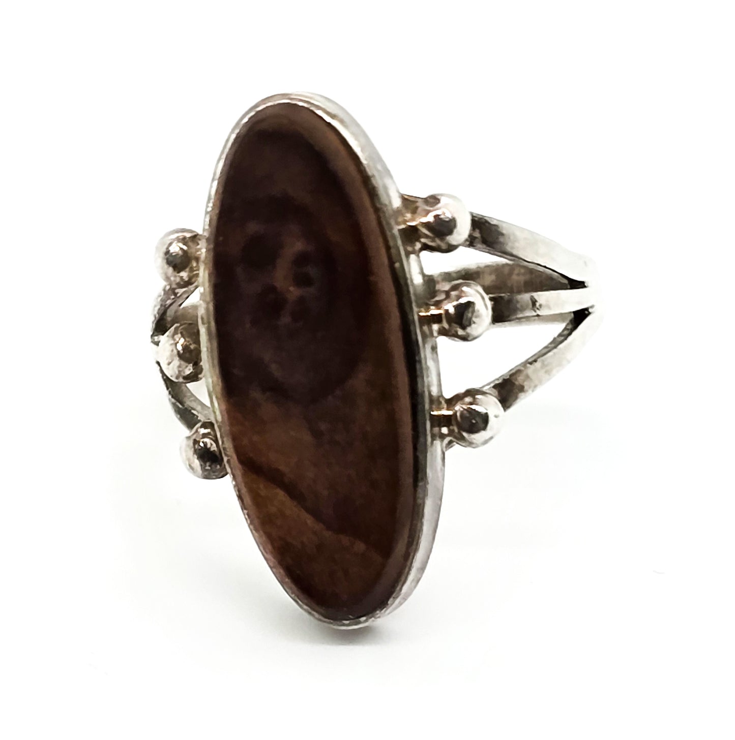 Ray Bennett Navajo Wooden Double Split shank vintage sterling silver ring size 9
